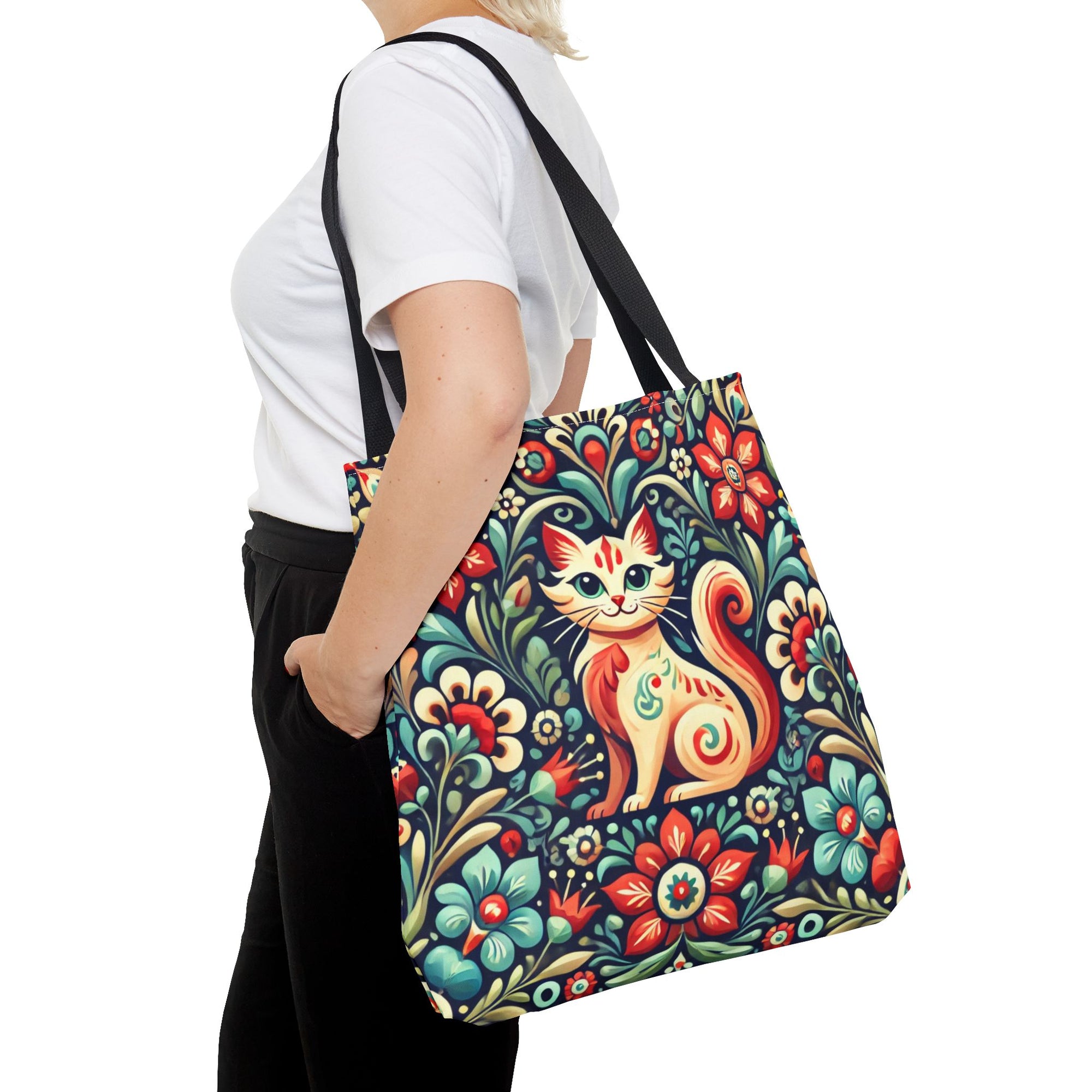 Orange Cat Folk Art Tote Bag (AOP)