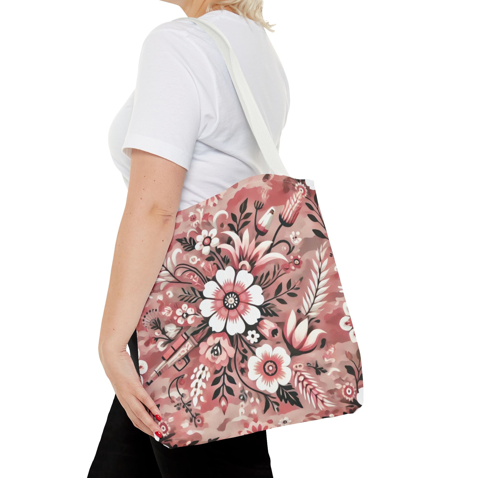 Pink Camouflage Floral Pattern Tote Bag