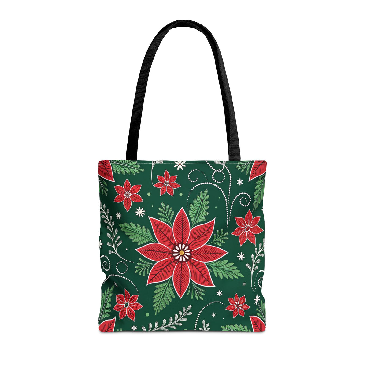 Christmas Poinsettia Folk Art Tote Bag