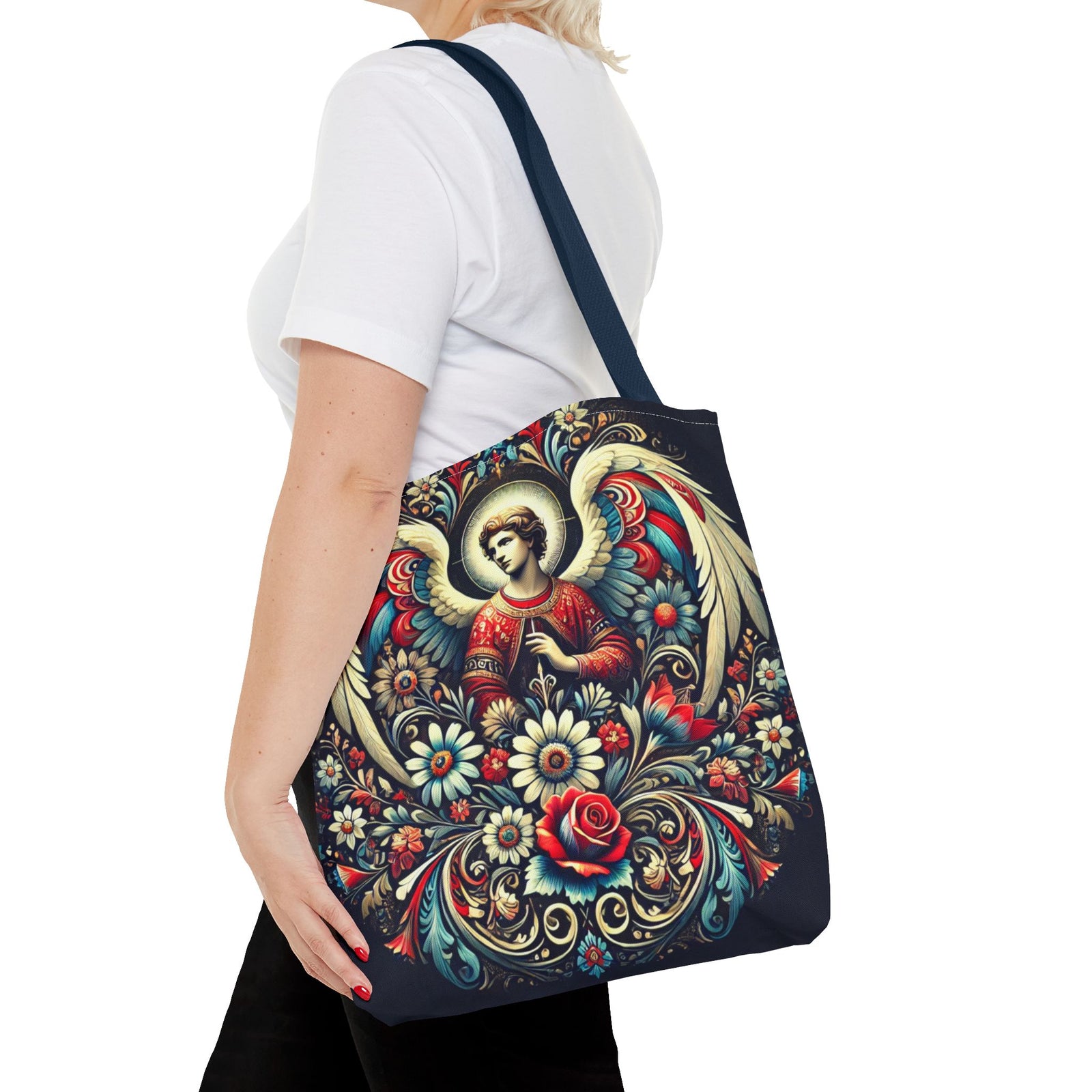 Archangel Michael Polish Floral Folk Art Tote Bag