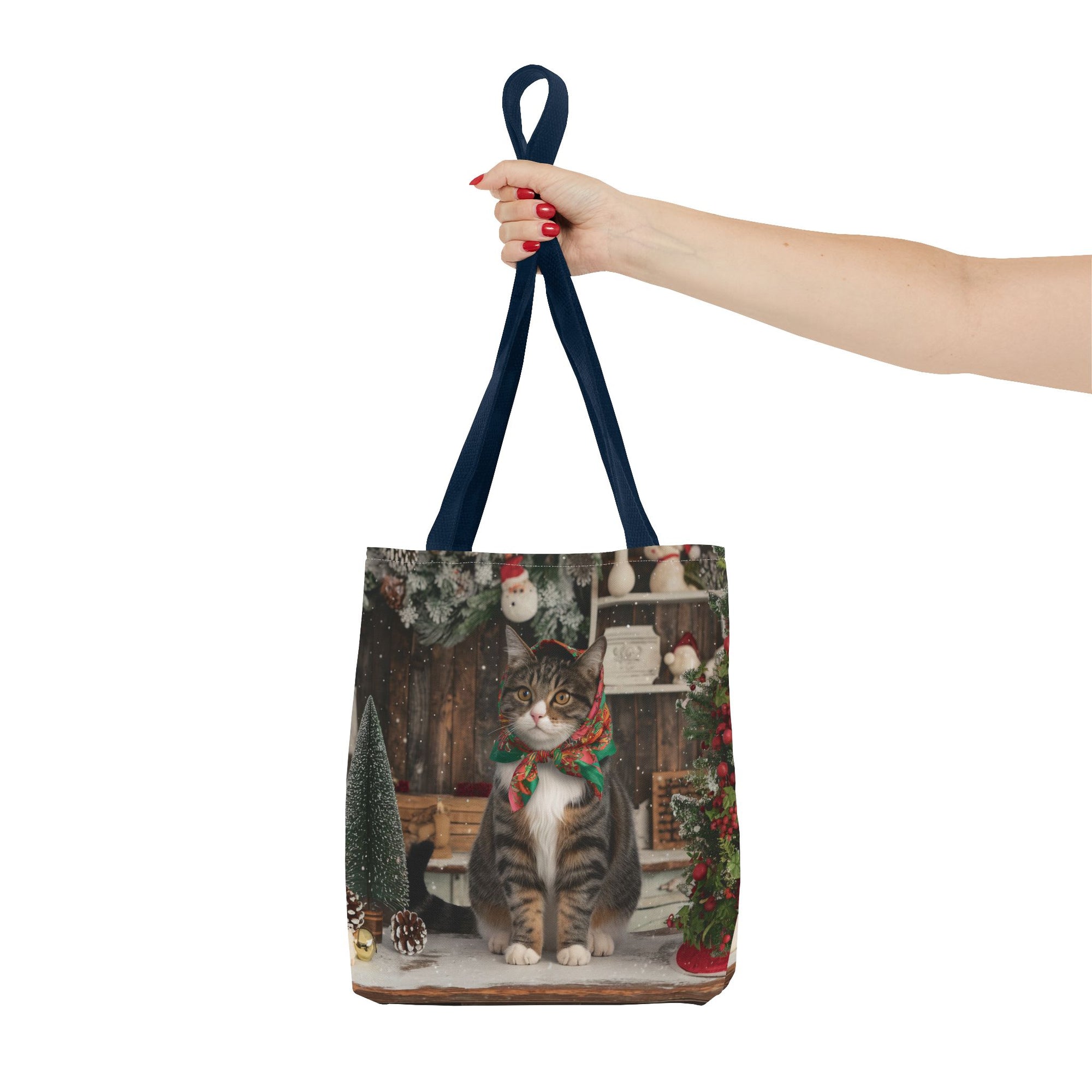 Babushka Cat Holiday Christmas Tote Bag