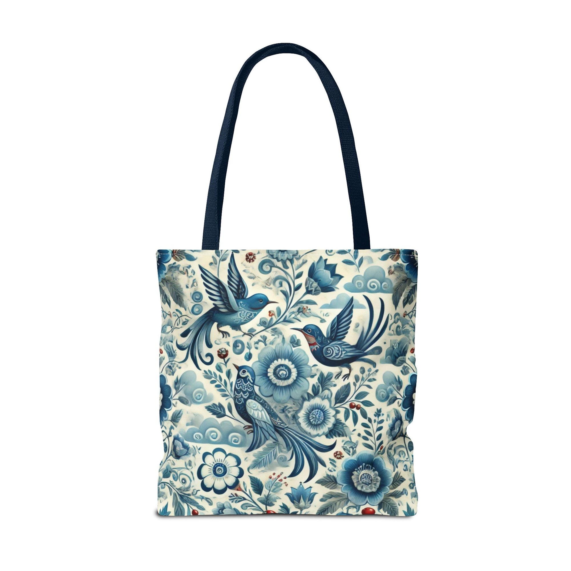 Polish Folk Art Floral & Birds Vibrant Blue Tote Bag (AOP)