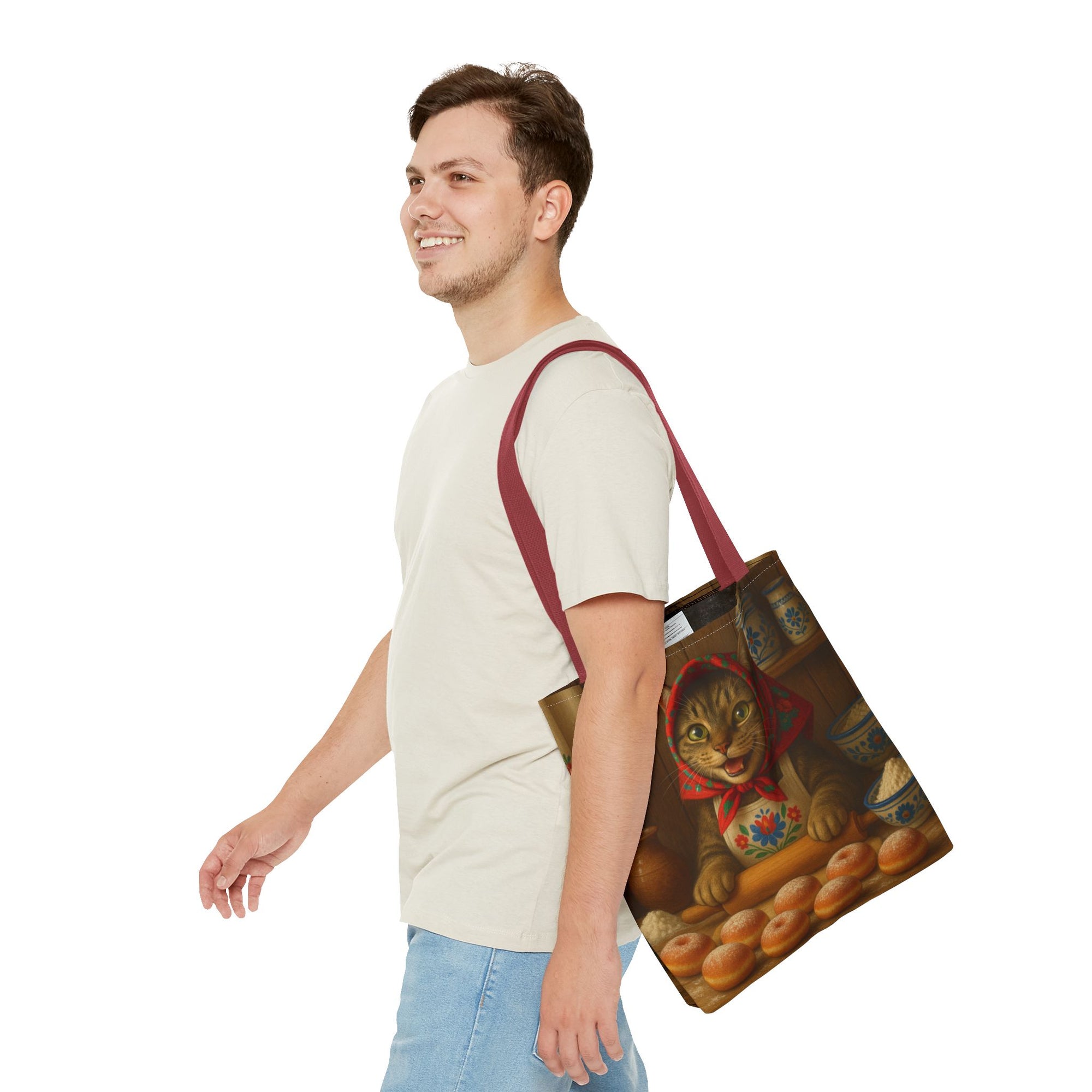 Babushka Cat Making Paczki Polish Donuts Tote Bag
