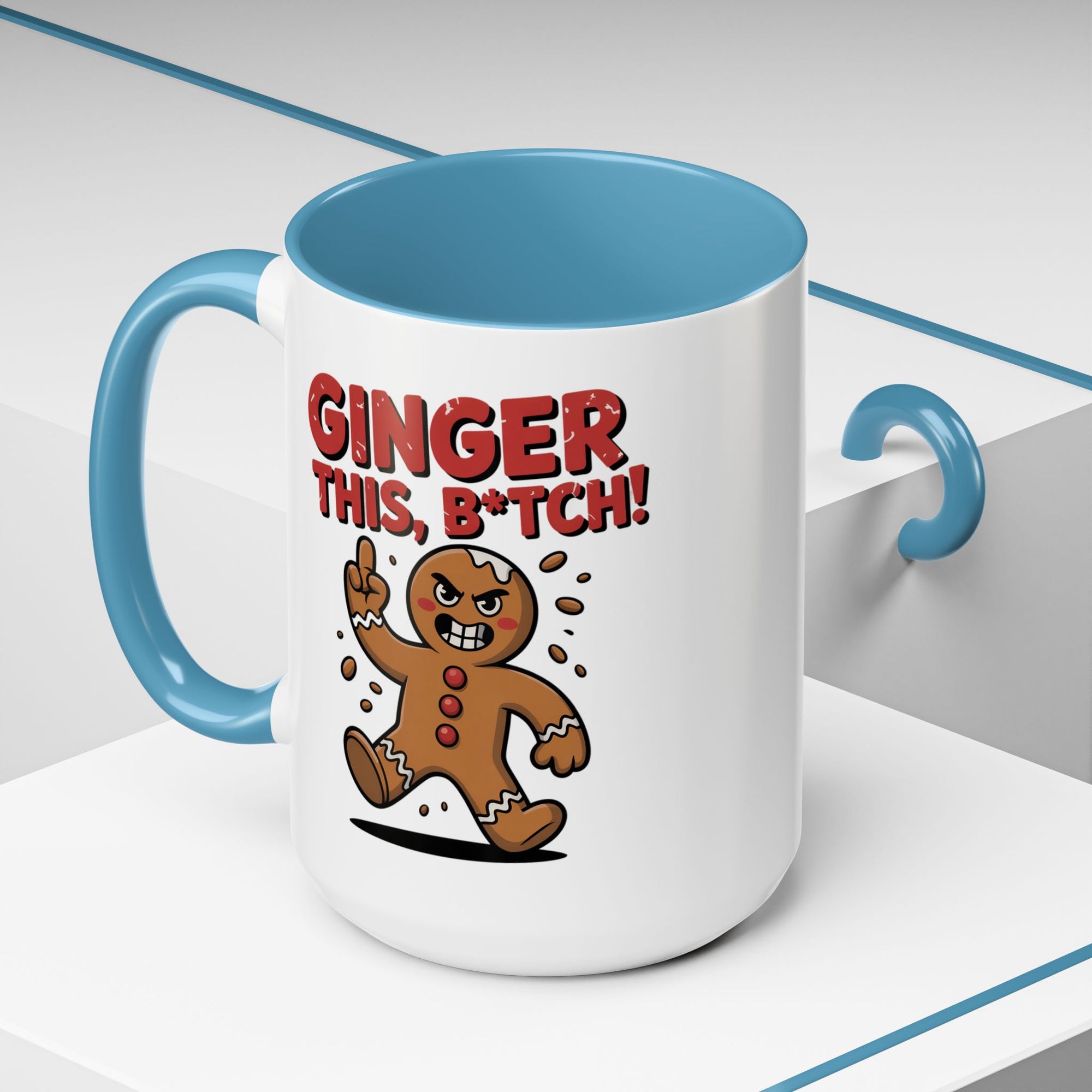 Angry Gingerbread Man Coffee Mug With Color Inside