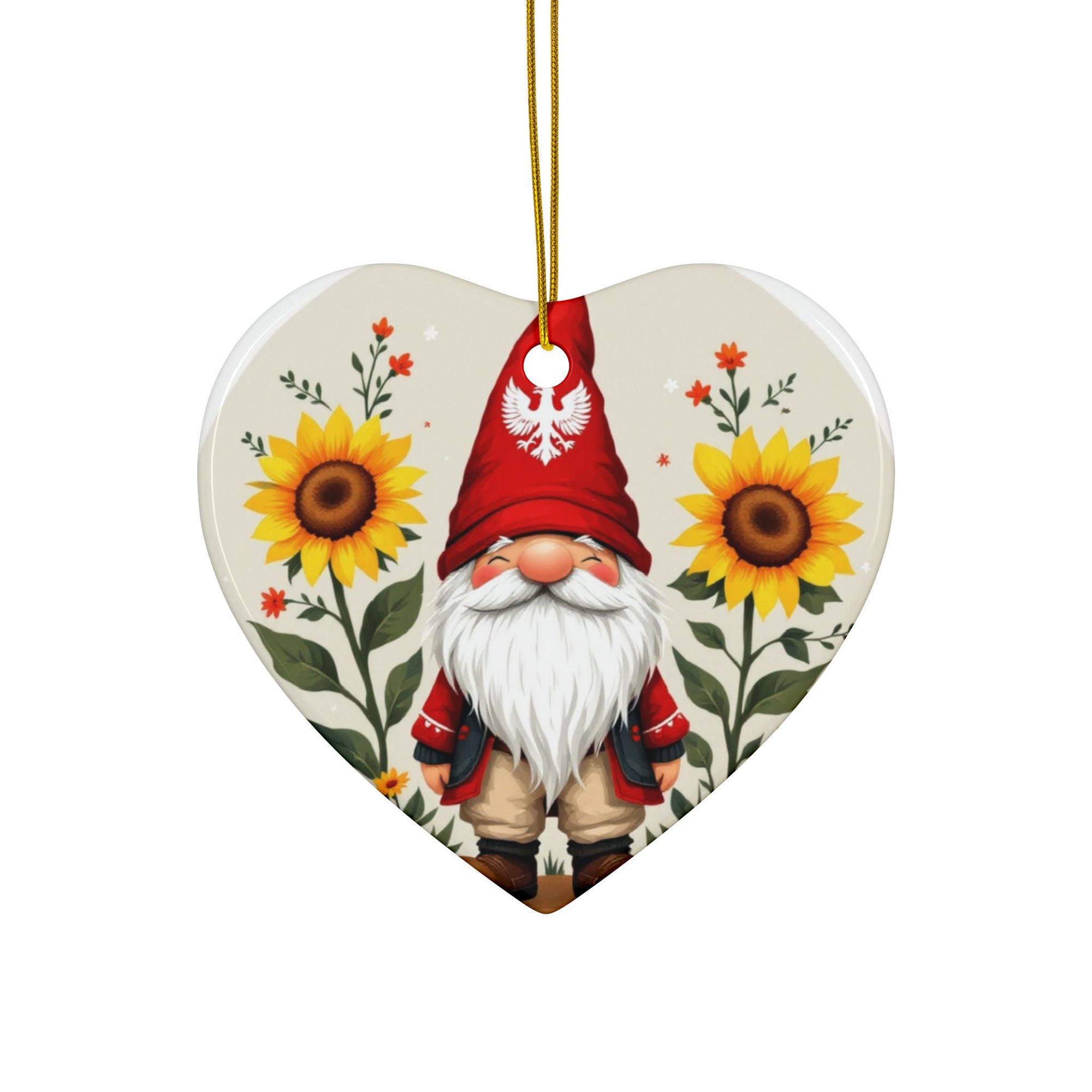 Poland Gnome Sunflower Ceramic Ornaments