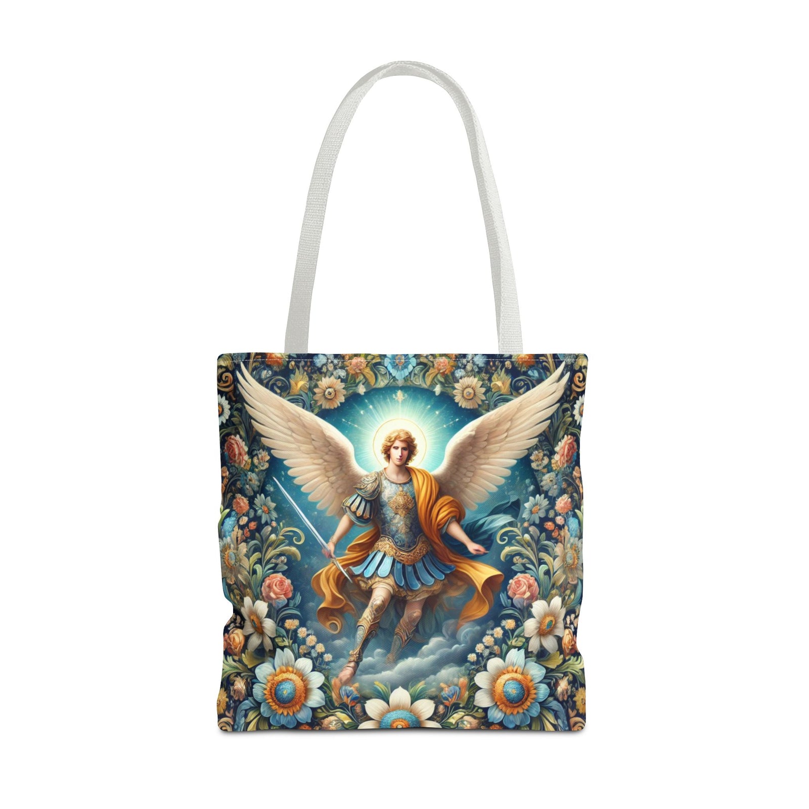 Archangel Michael Floral Tote Bag