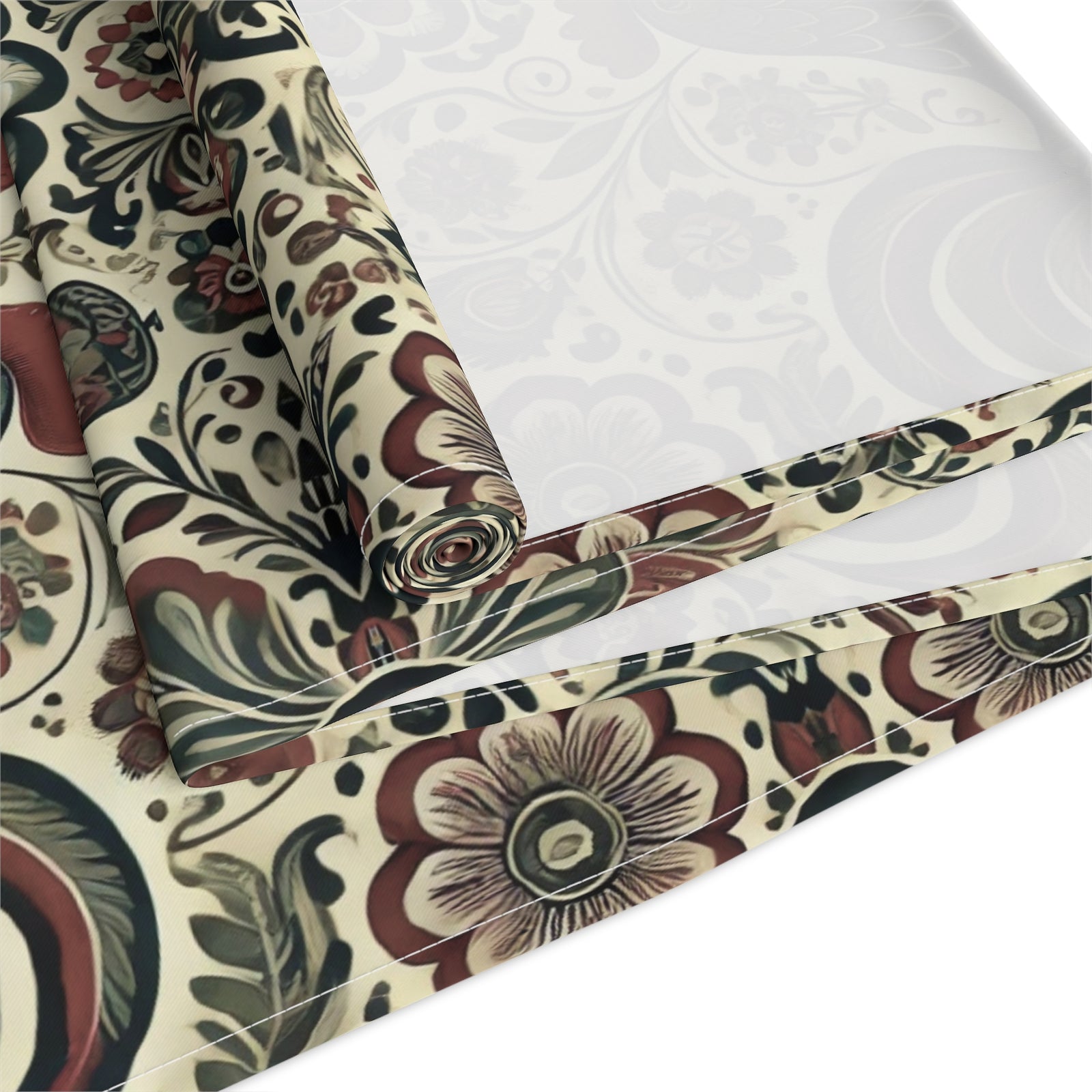 Retro Themed Polish Wycinanki Rooster Floral Table Runner