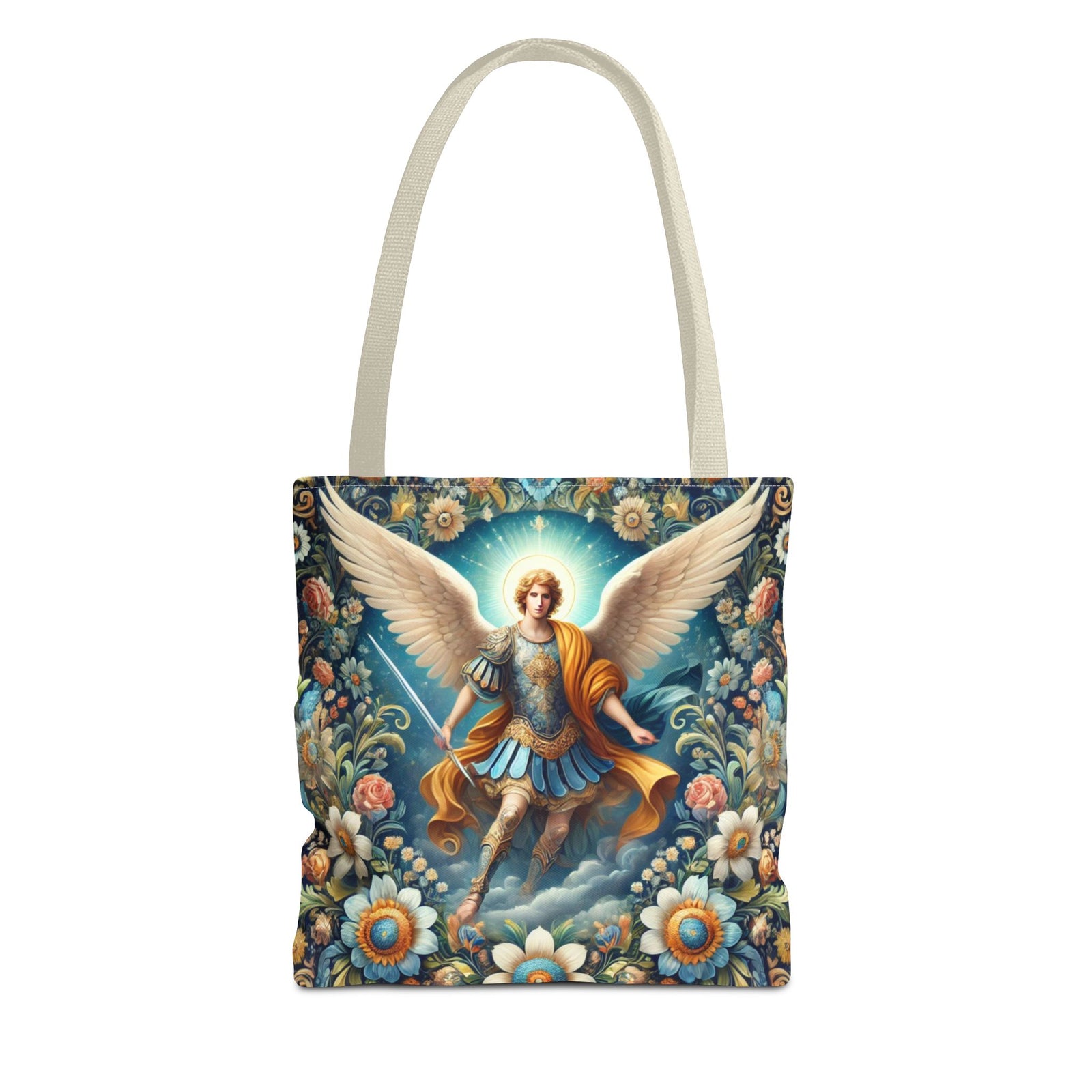 Archangel Michael Floral Tote Bag