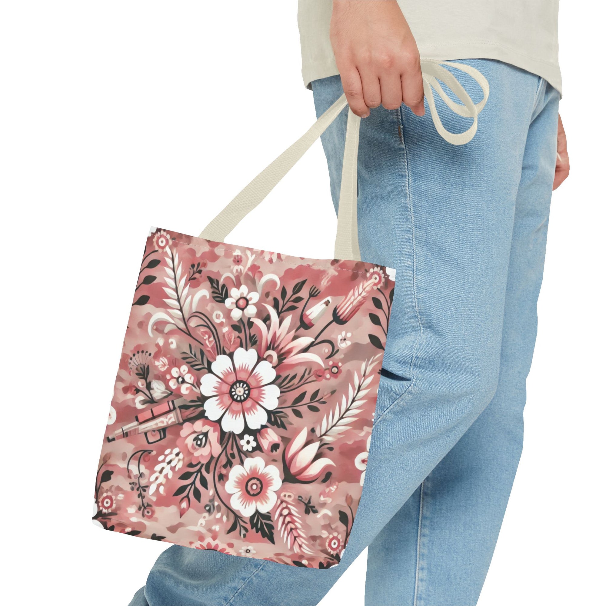 Pink Camouflage Floral Pattern Tote Bag