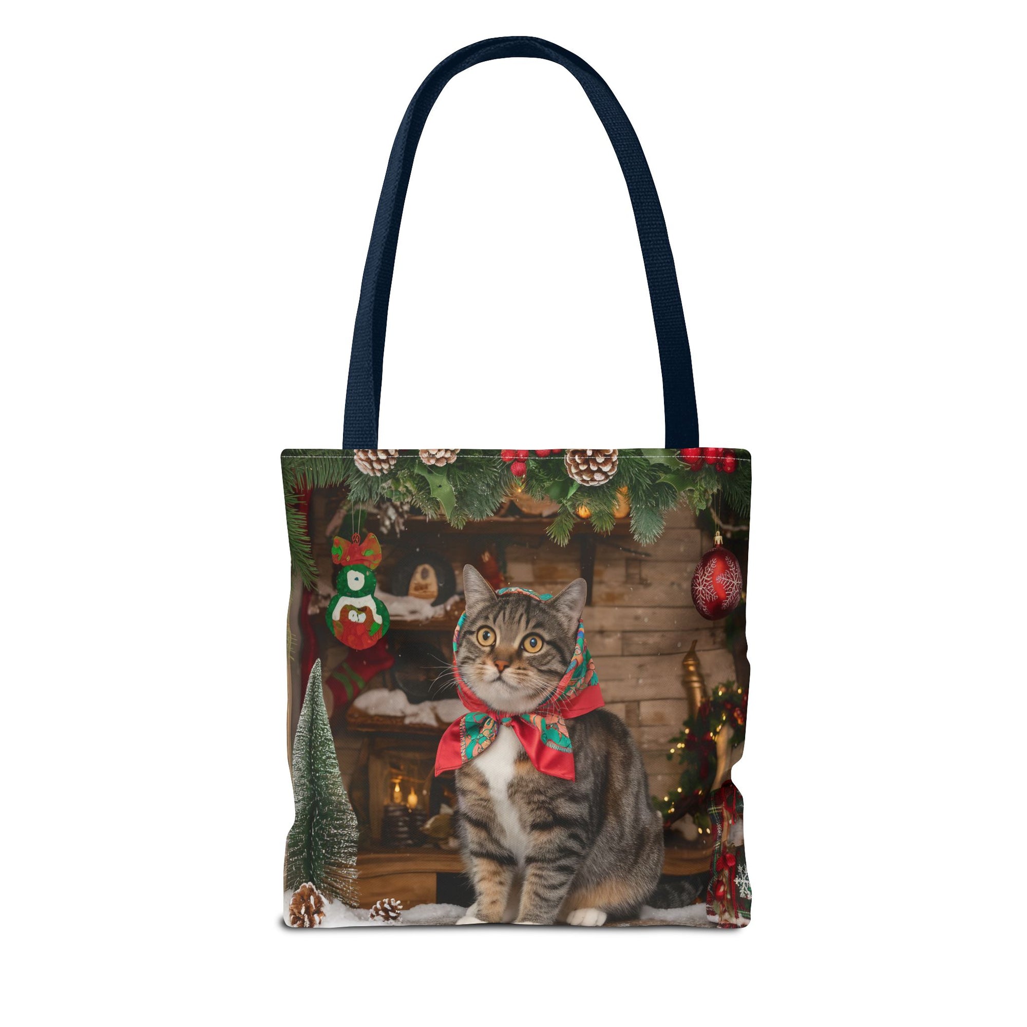 Cat with Babushka Christmas Tote Bag