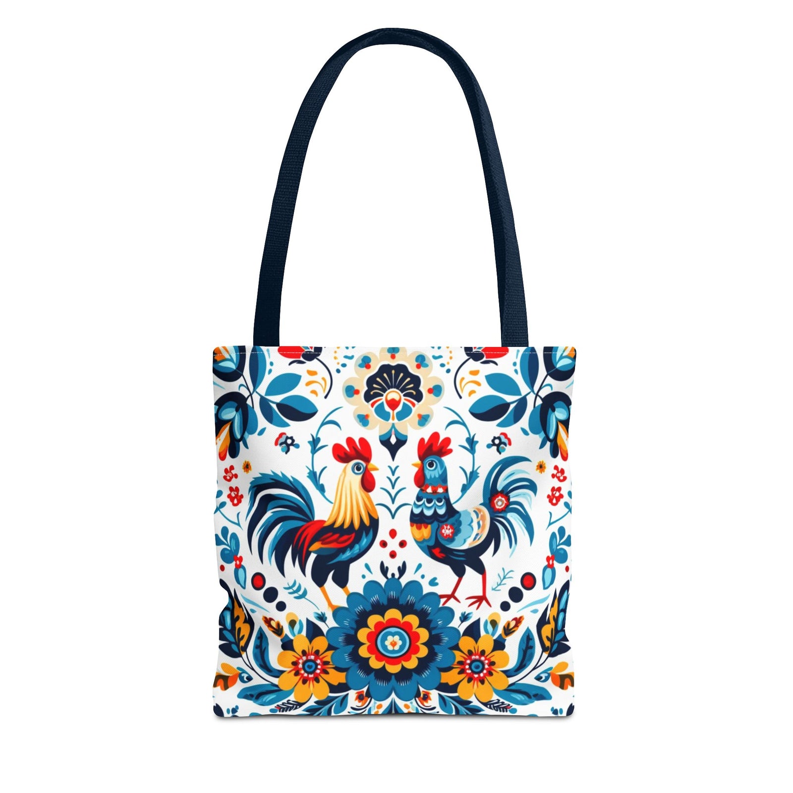 Vibrant Polish Chicken Pattern Floral Design Tote Bag