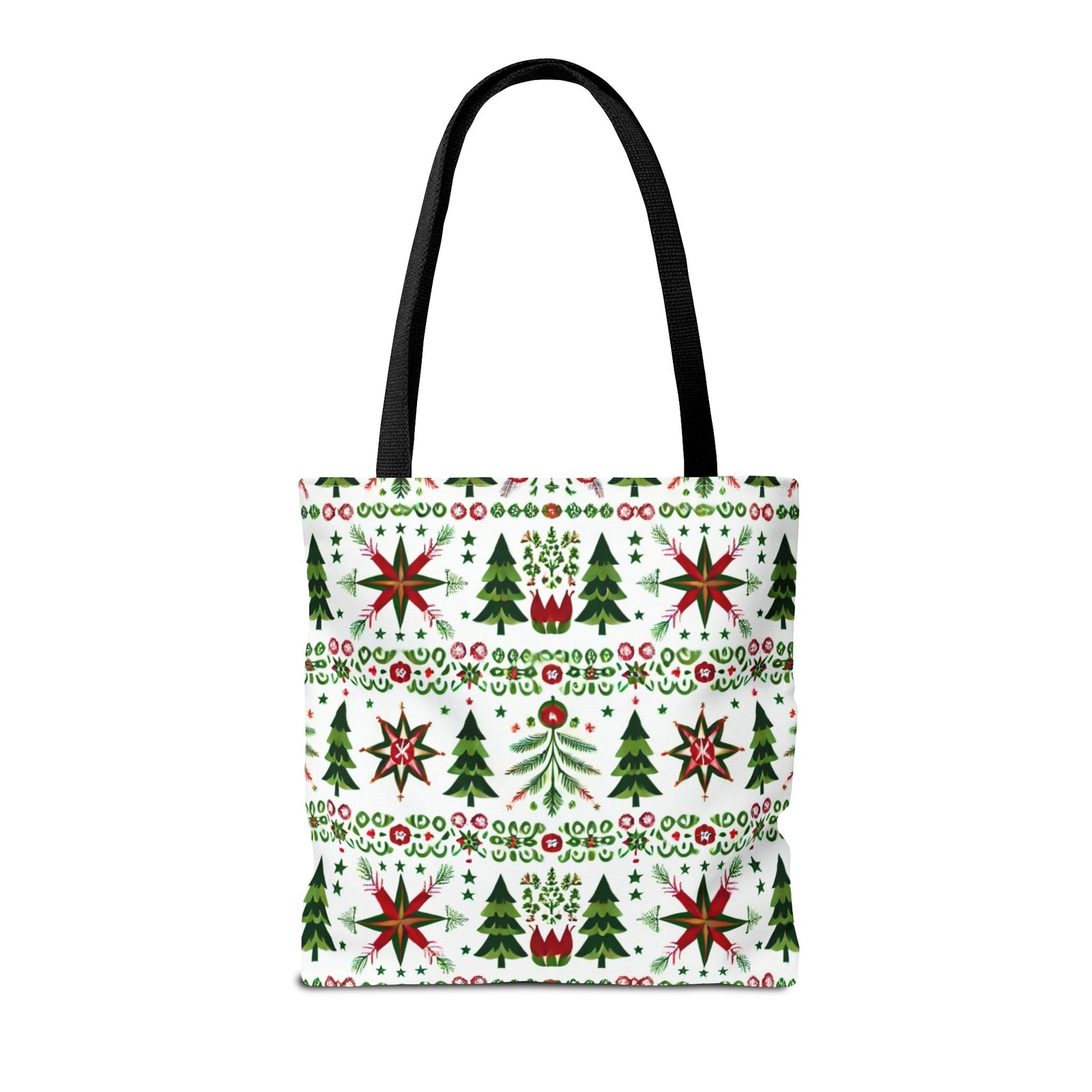 Polish Christmas Folk Art Pattern Stars Pines & Florals Tote Bag