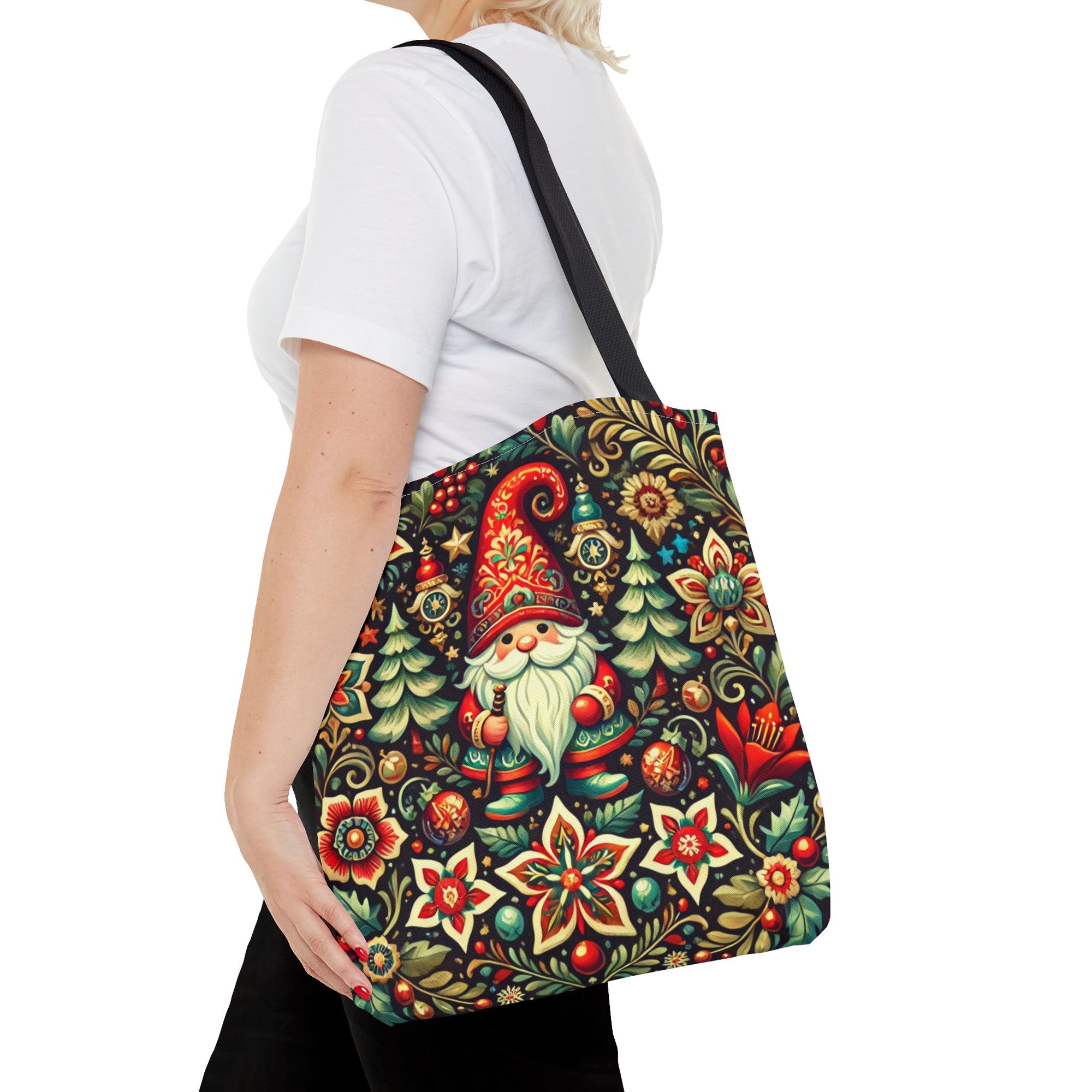 Christmas Gnome Festive Holiday Polish Folk Art Pattern Tote Bag