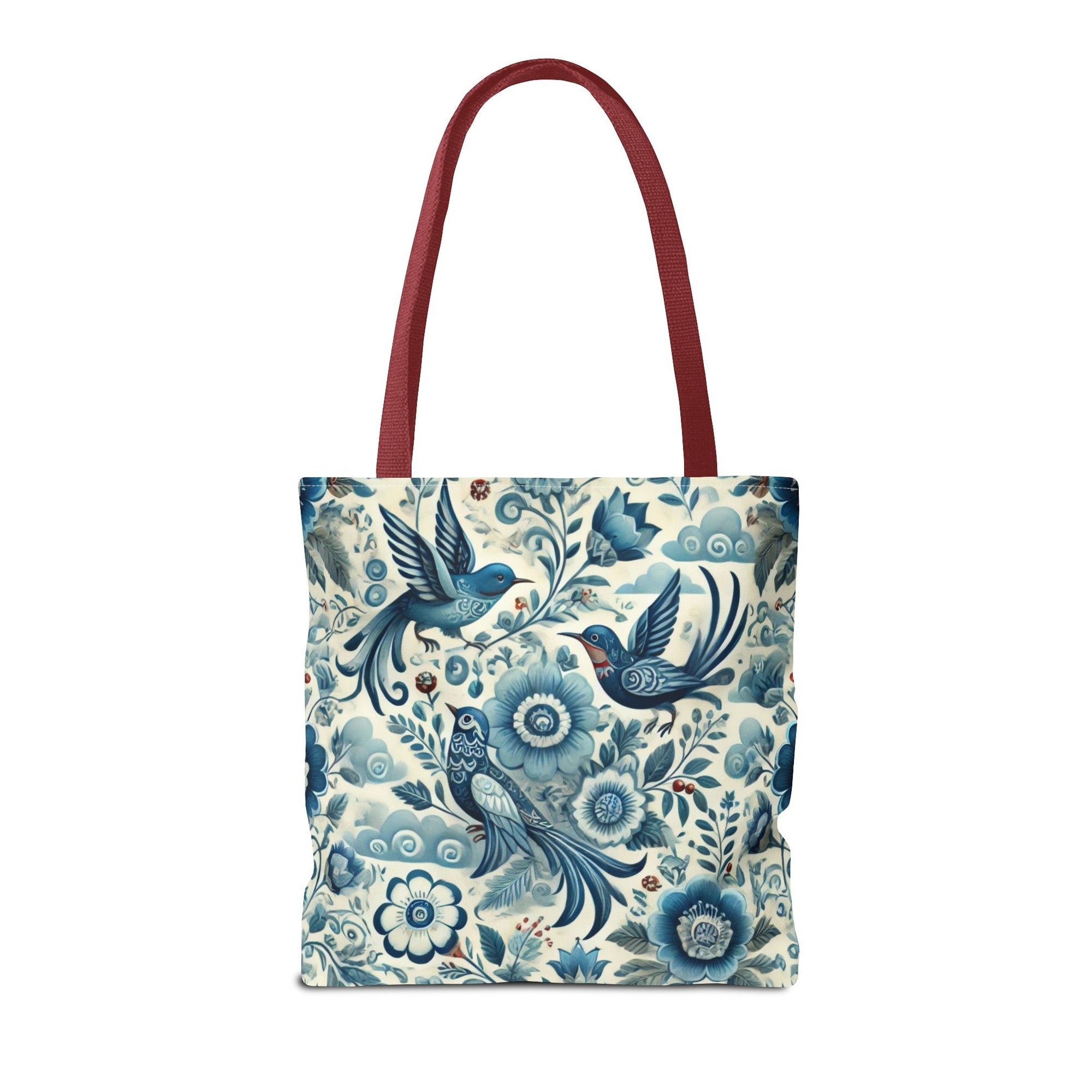 Polish Folk Art Floral & Birds Vibrant Blue Tote Bag (AOP)