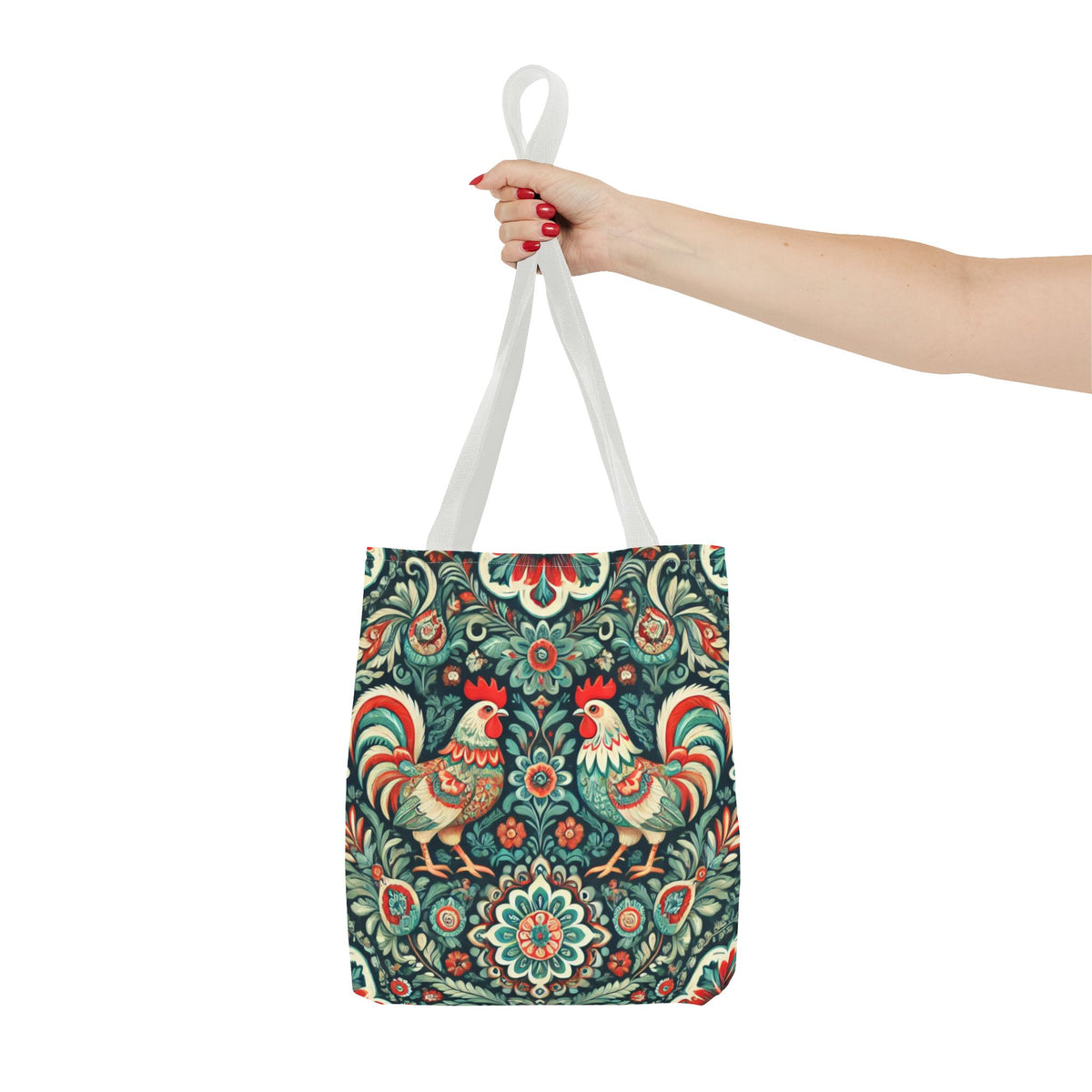 Polish Wycinanki Chickens Floral Design Tote Bag