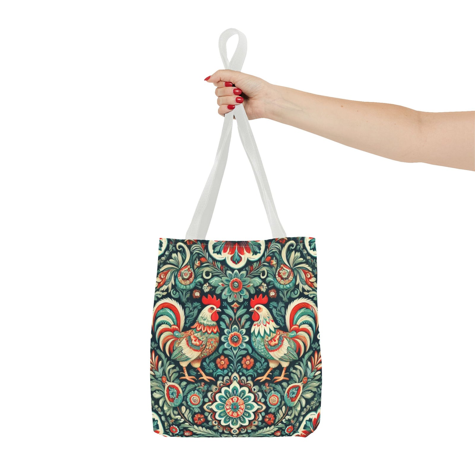 Polish Wycinanki Chickens Floral Design Tote Bag