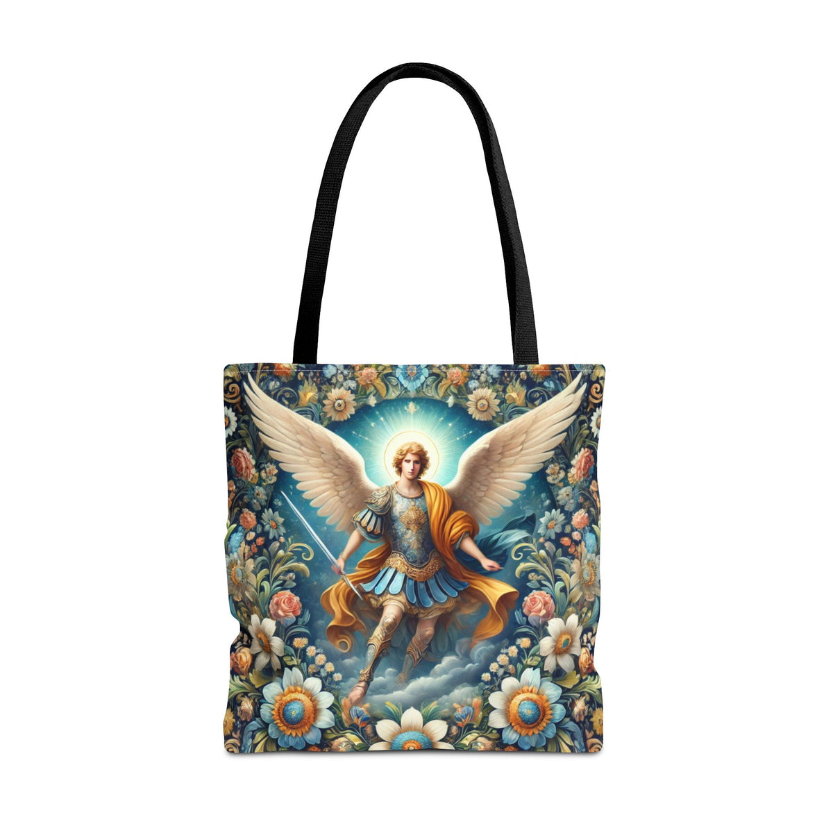 Archangel Michael Floral Tote Bag