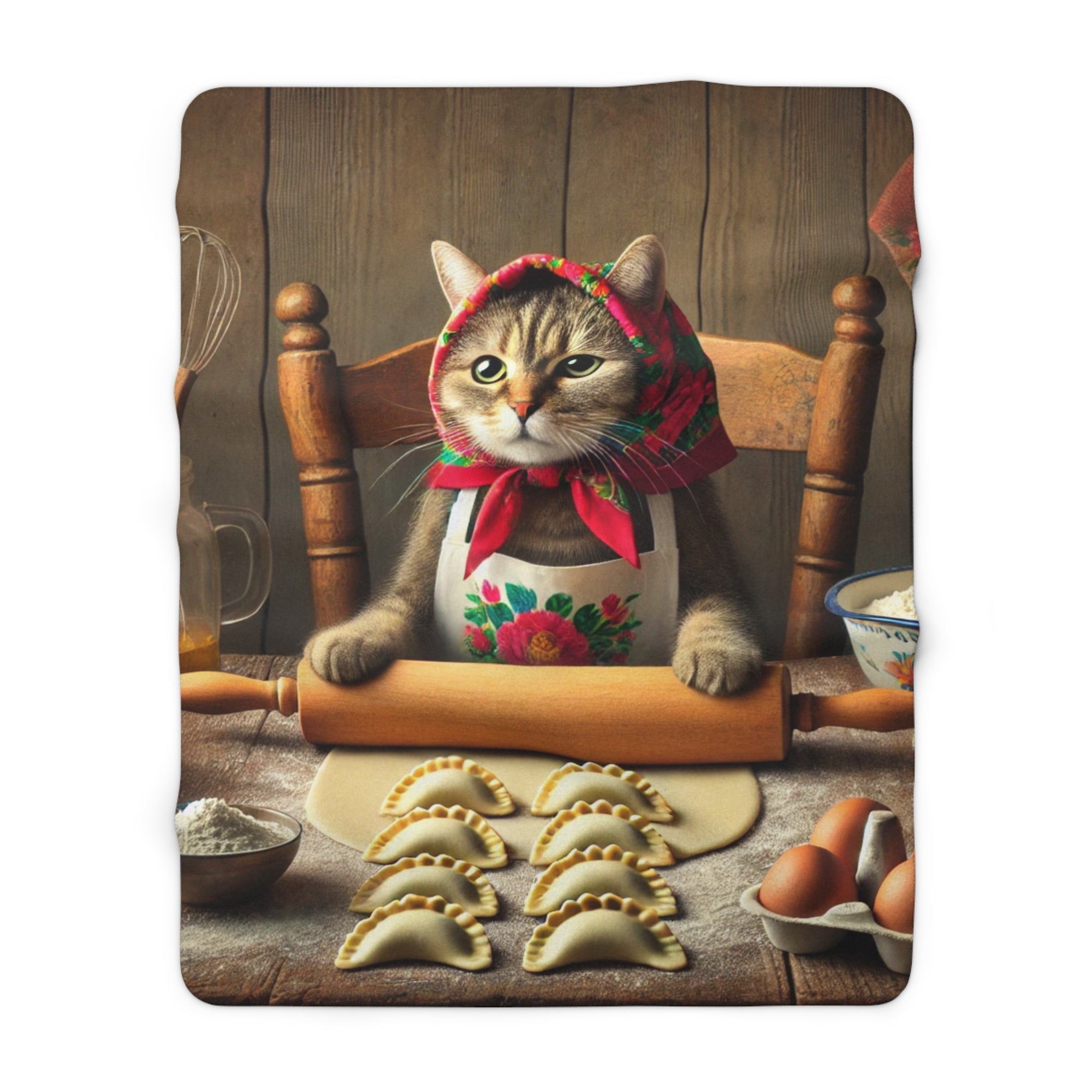 Pierogi Cat Sherpa Fleece Blanket