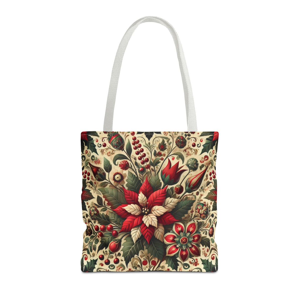 Christmas Poinsettia Floral Art Holiday Tote Bag