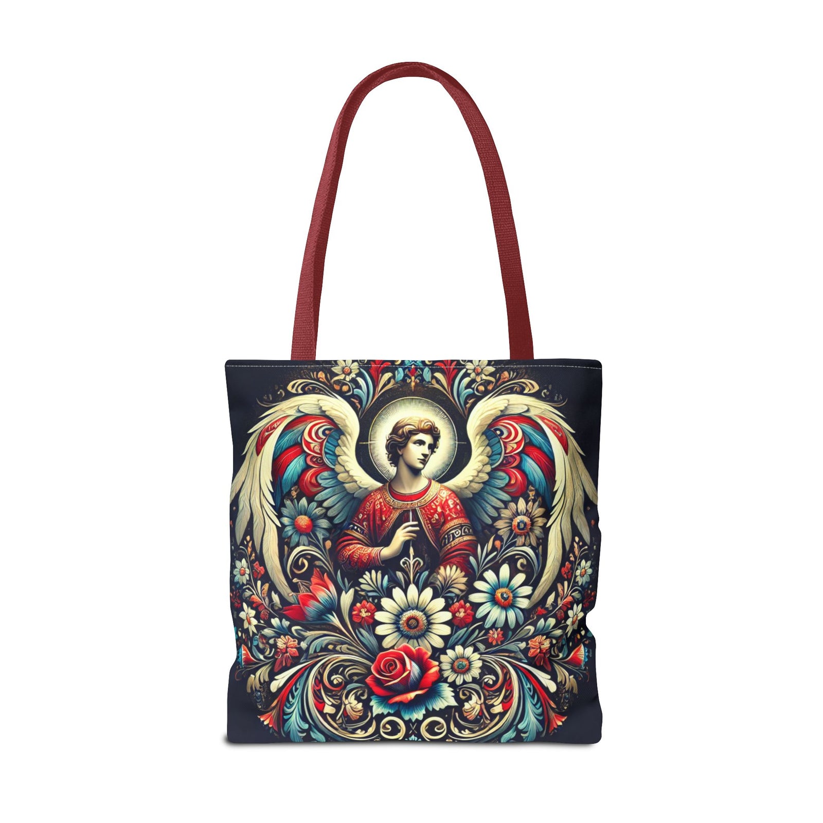 Archangel Michael Polish Floral Folk Art Tote Bag