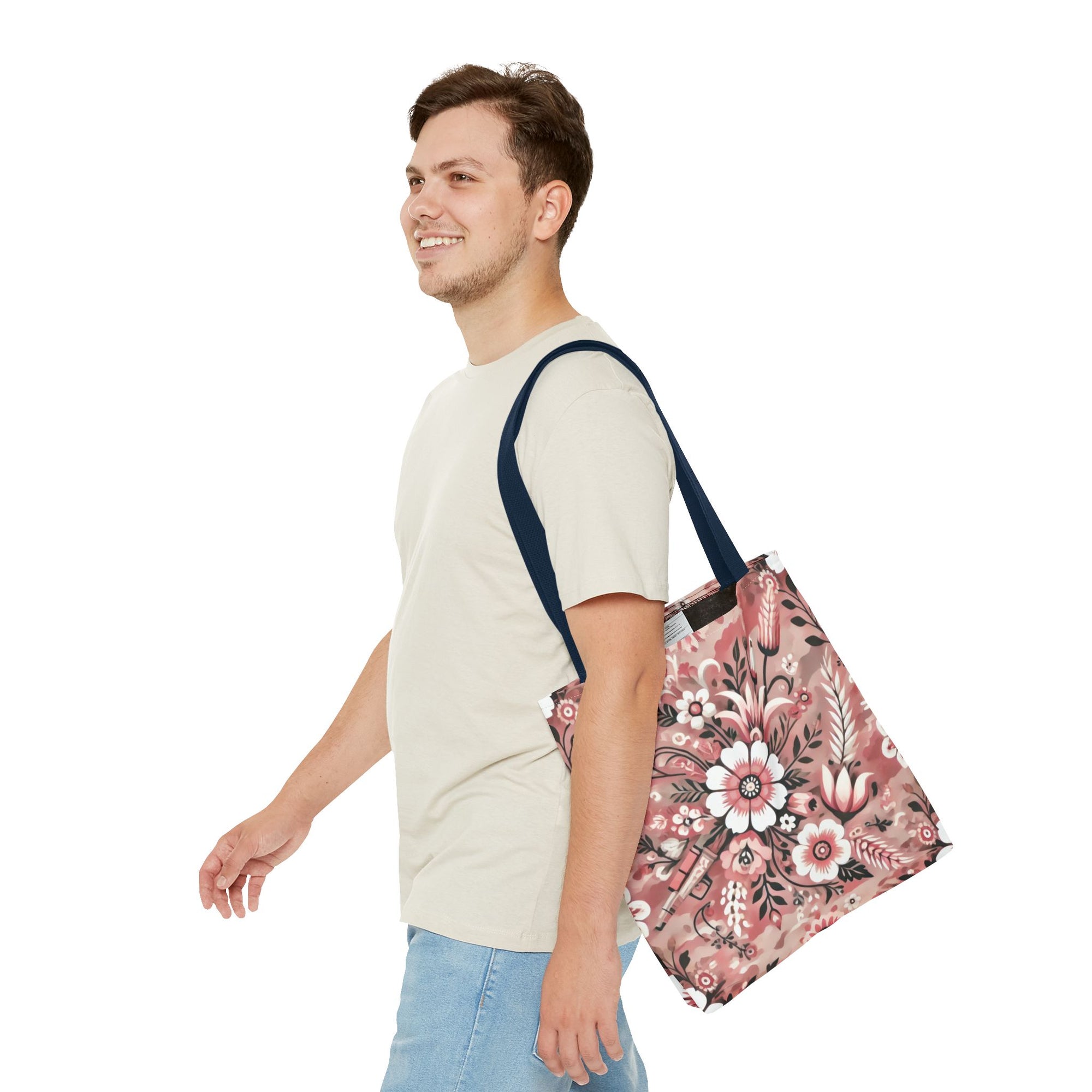 Pink Camouflage Floral Pattern Tote Bag