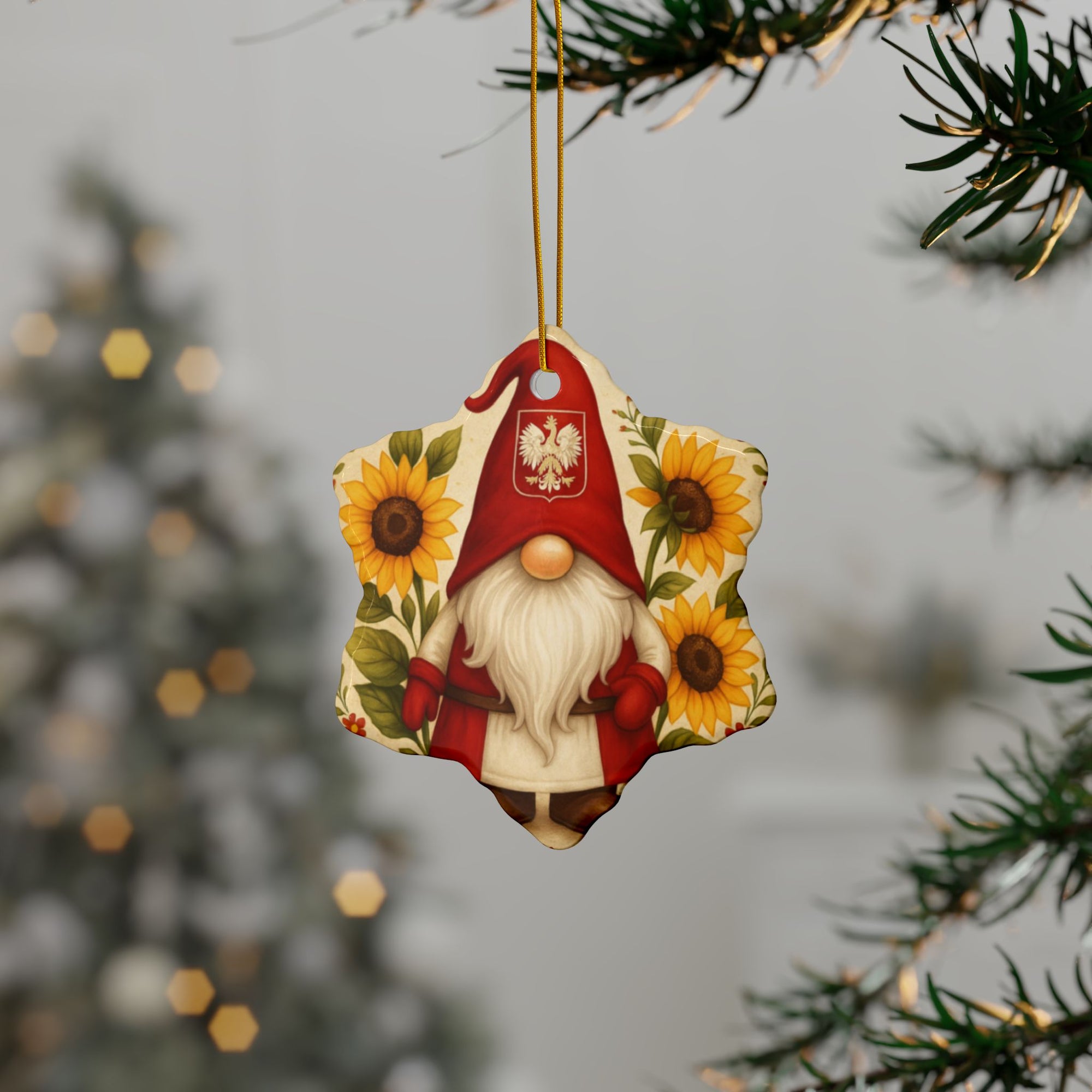 Cute Polish Gnone Ceramic Ornament,  2-Sided Design