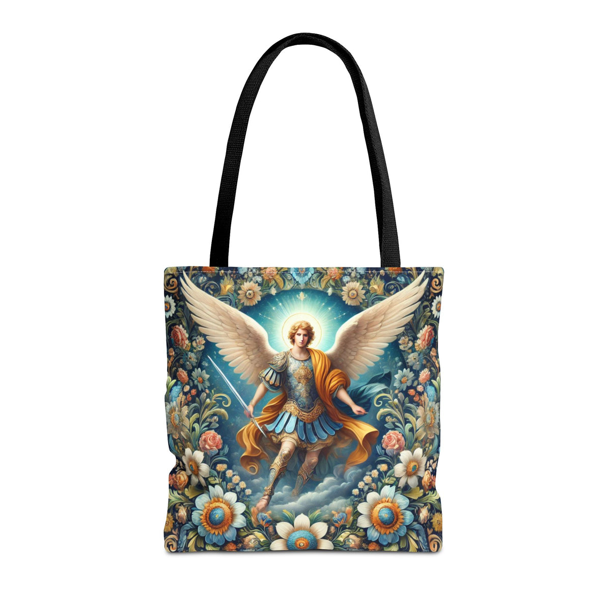 Archangel Michael Floral Tote Bag