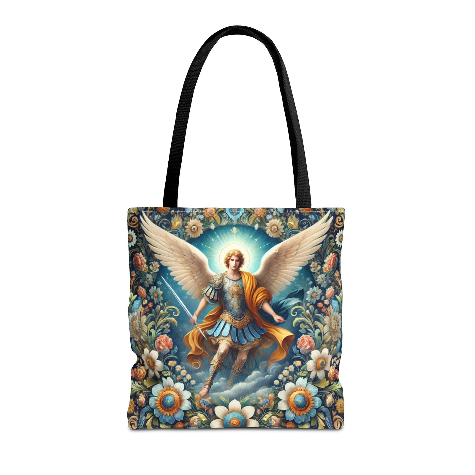 Archangel Michael Floral Tote Bag
