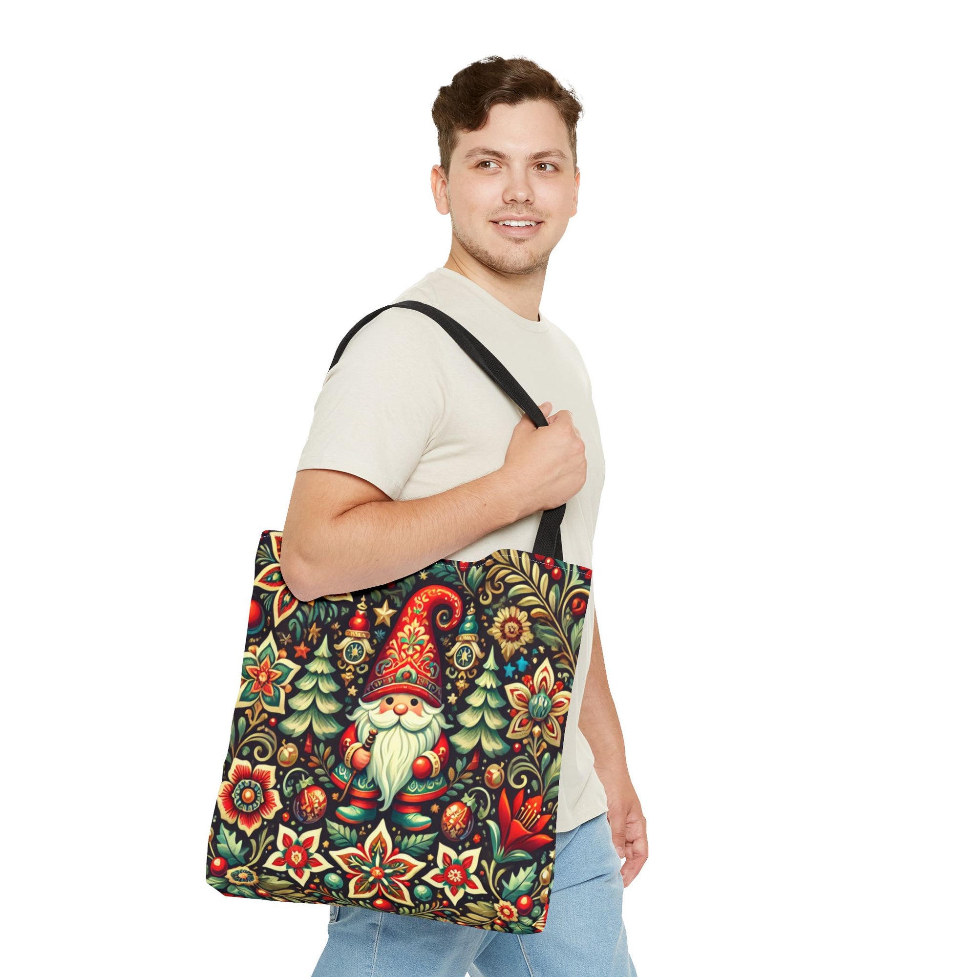 Christmas Gnome Festive Holiday Polish Folk Art Pattern Tote Bag