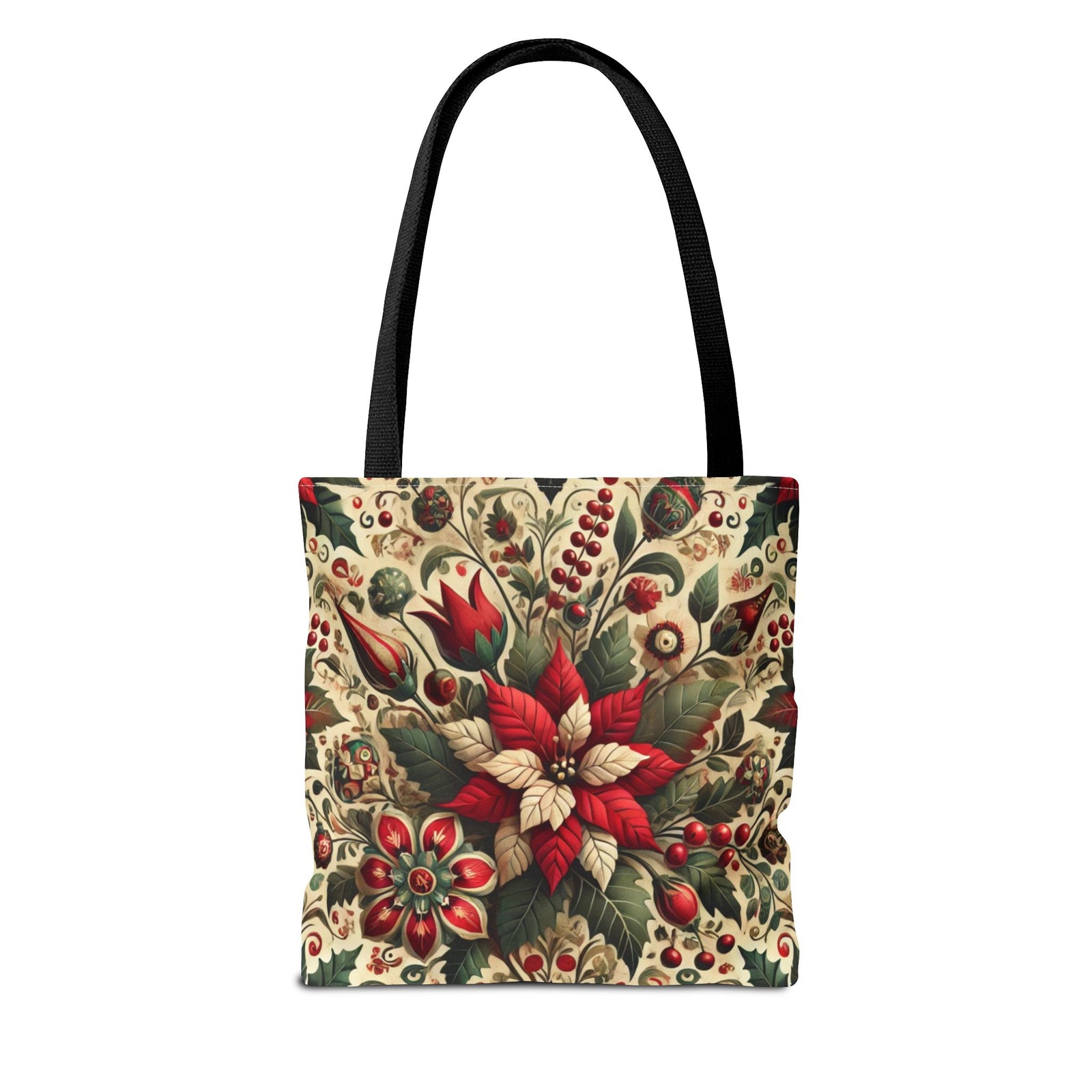 Christmas Poinsettia Floral Art Holiday Tote Bag
