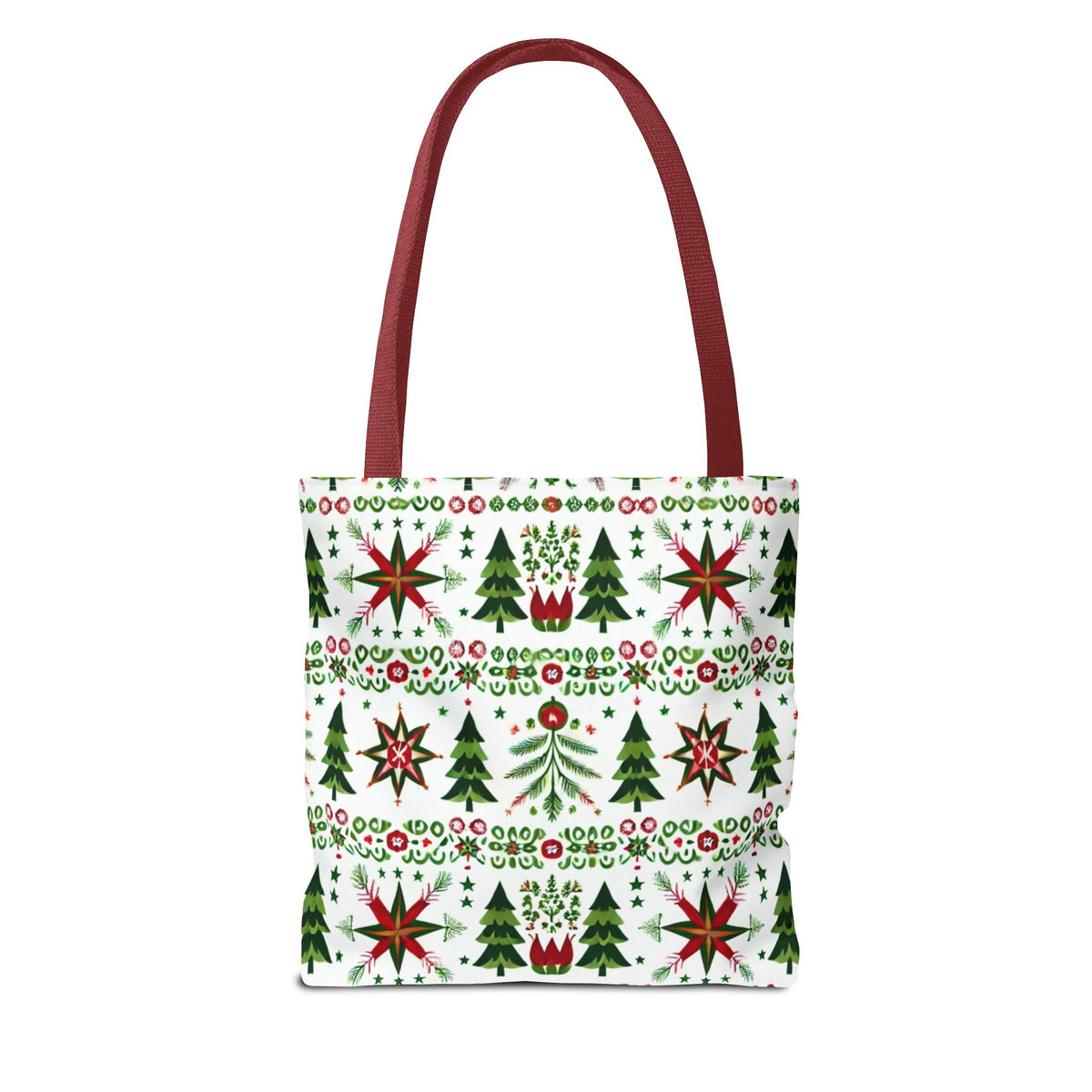 Polish Christmas Folk Art Pattern Stars Pines &amp; Florals Tote Bag