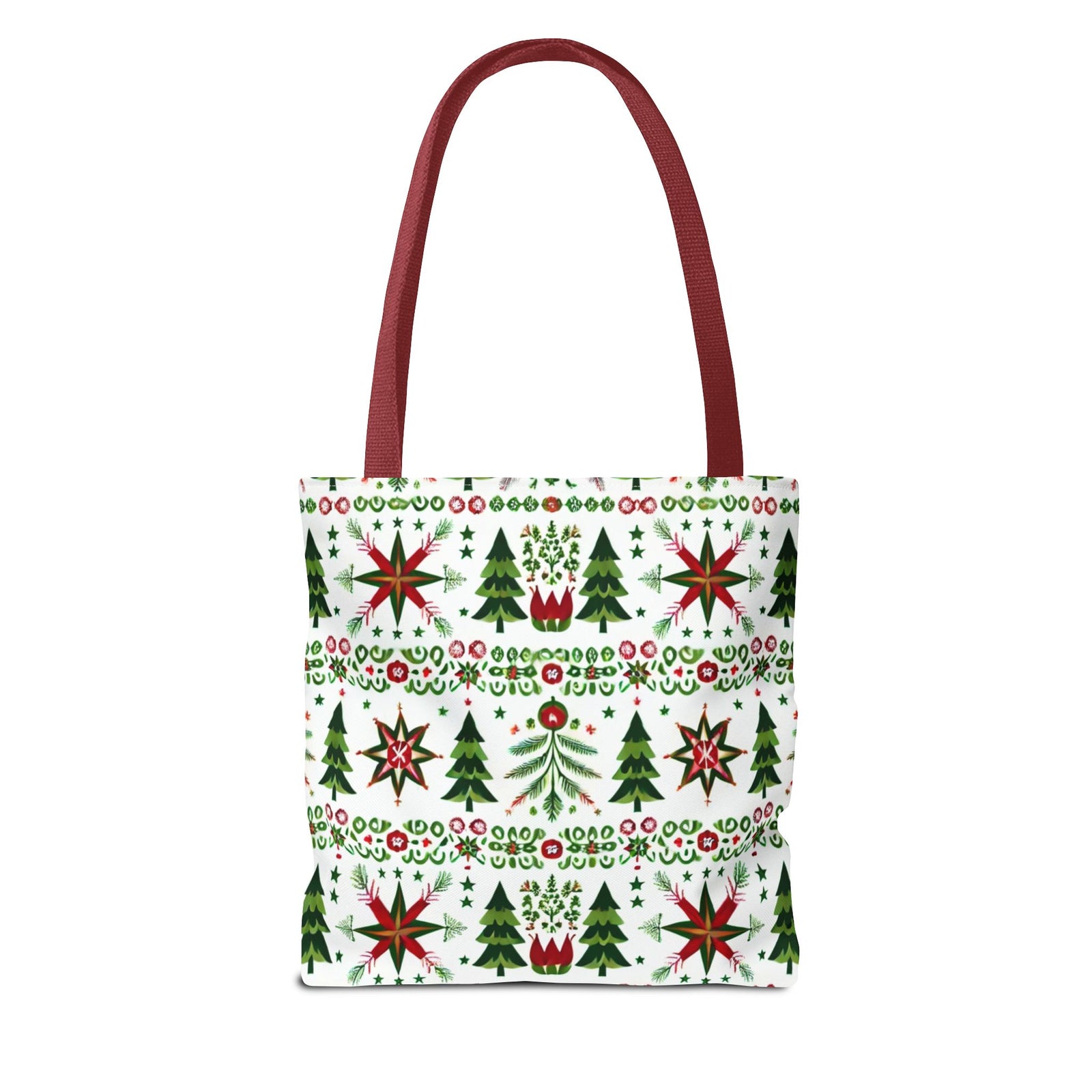 Polish Christmas Folk Art Pattern Stars Pines & Florals Tote Bag