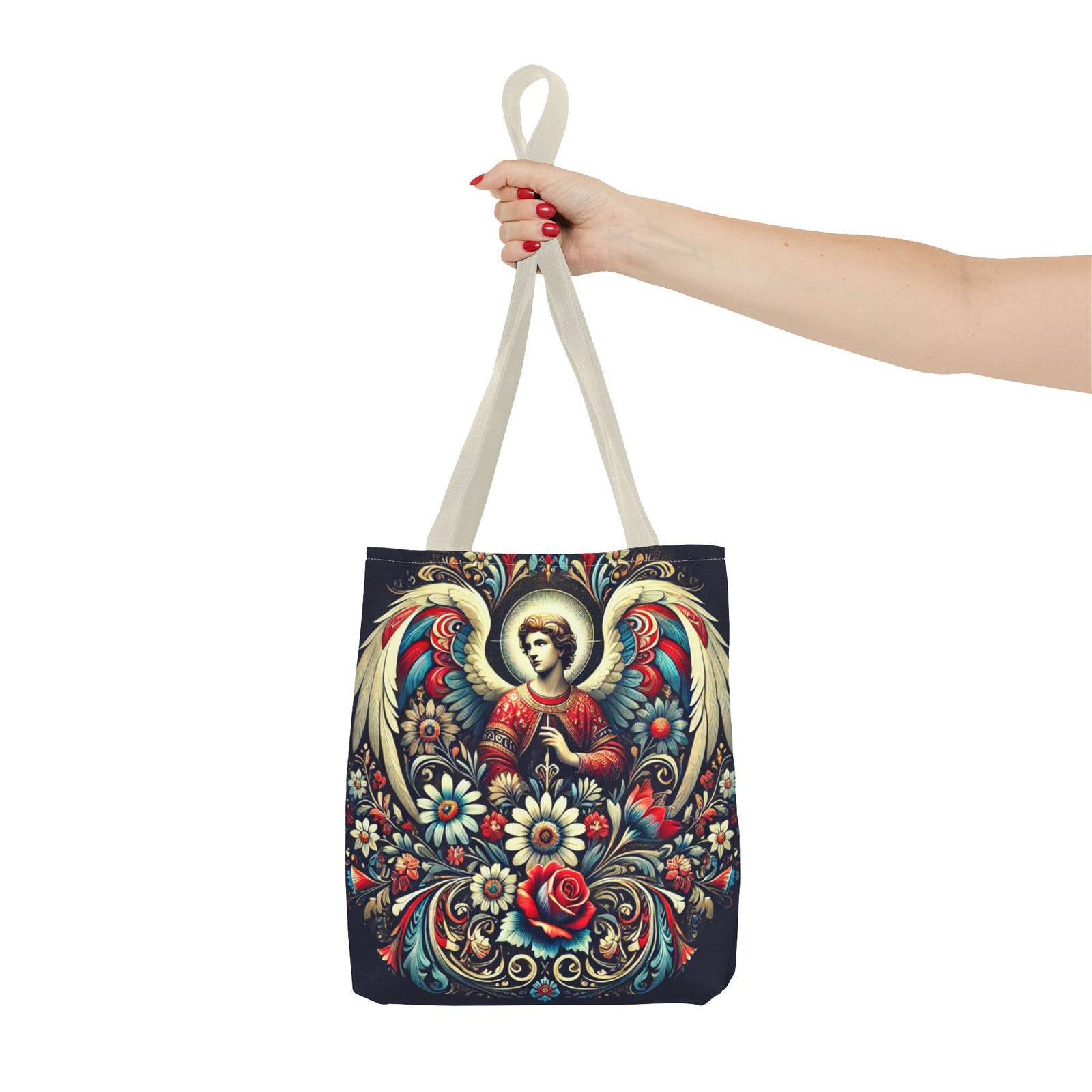 Archangel Michael Polish Floral Folk Art Tote Bag