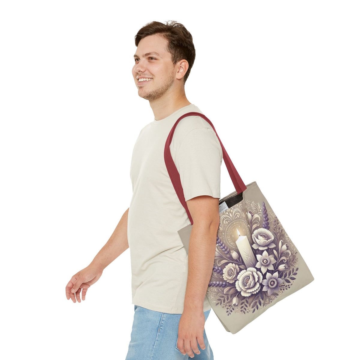 All Saints Day Religious Floral Folk Art Tote Bag