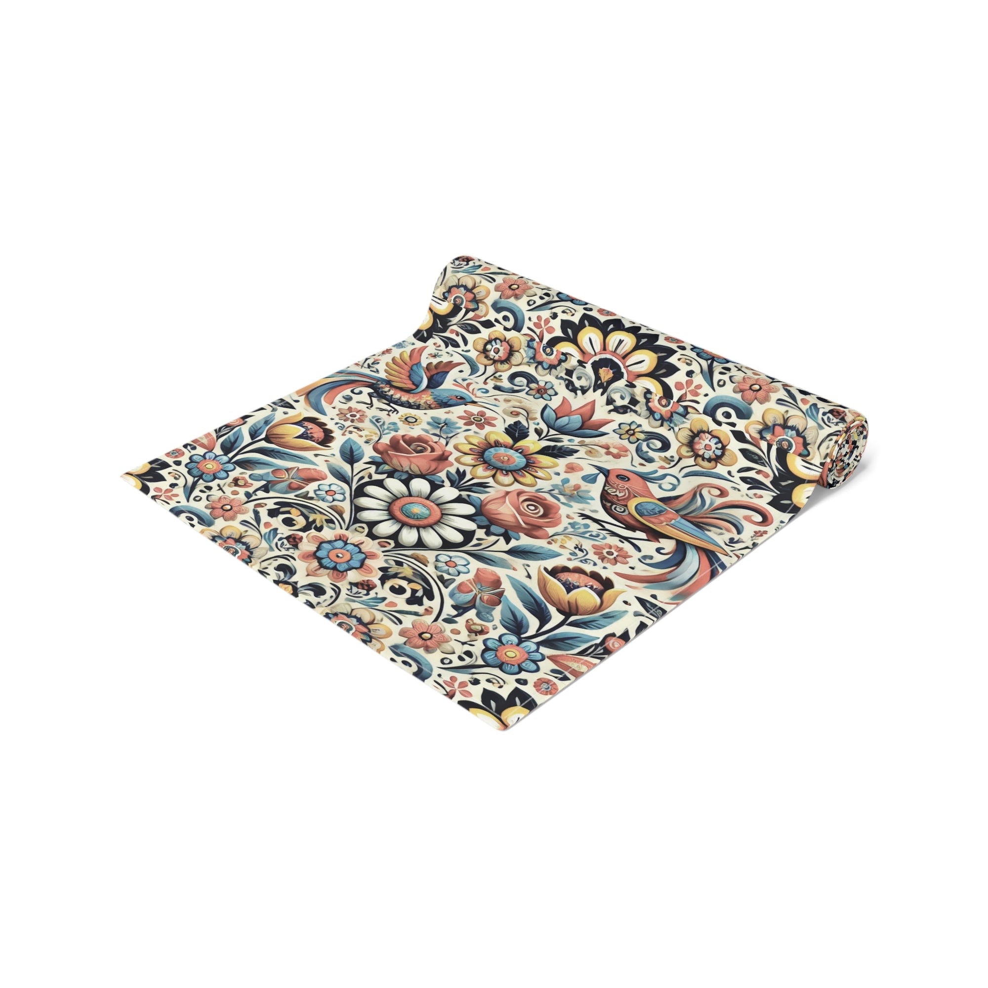Birds and Flowers Floral Table Runner