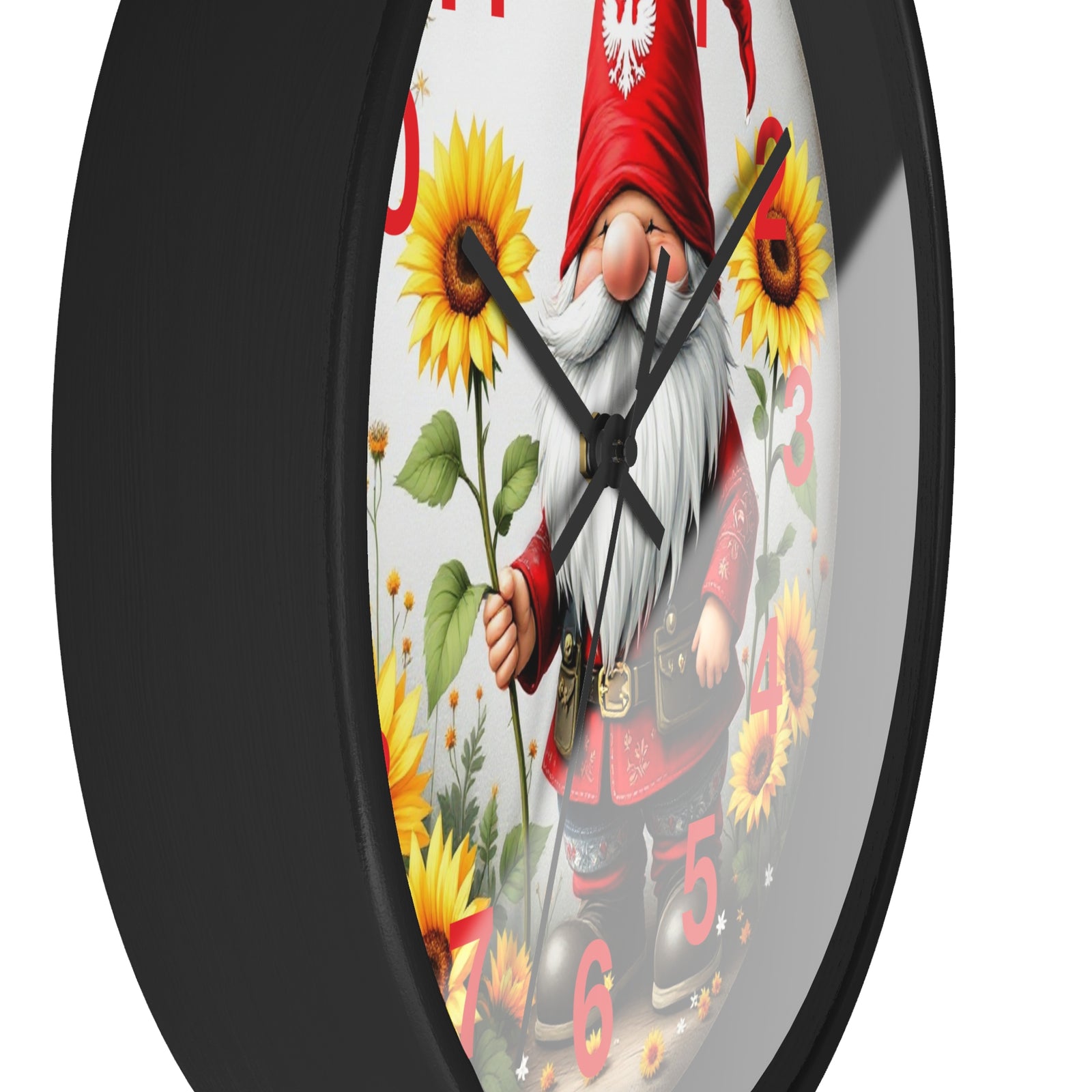 Holiday Sunflower Polish Gnome Wall Clock