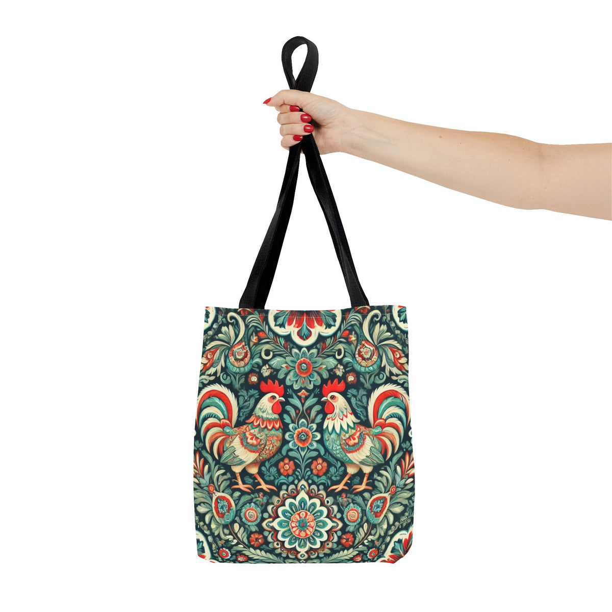 Polish Wycinanki Chickens Floral Design Tote Bag