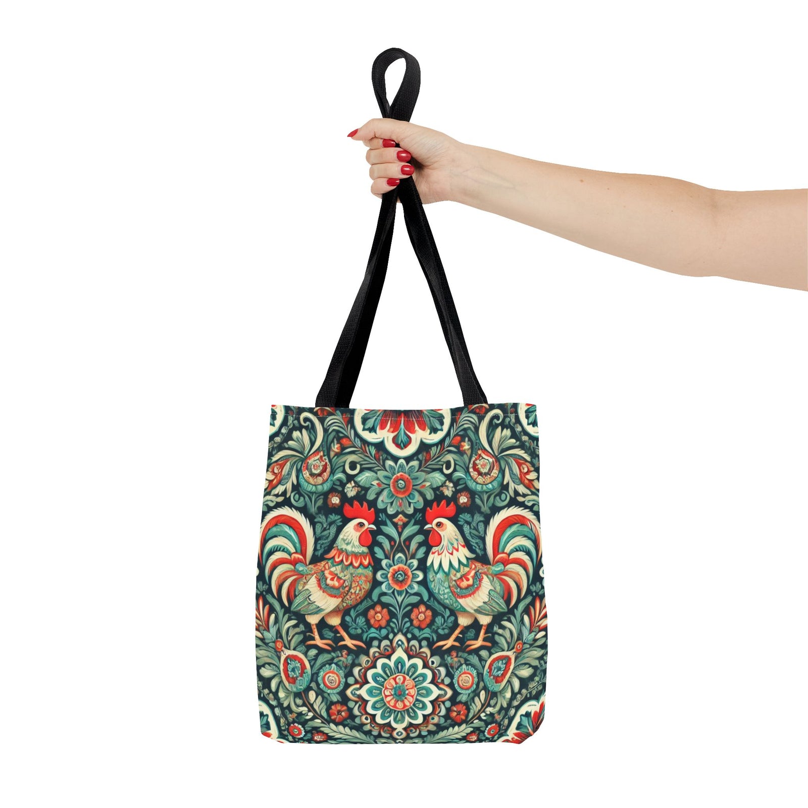 Polish Wycinanki Chickens Floral Design Tote Bag