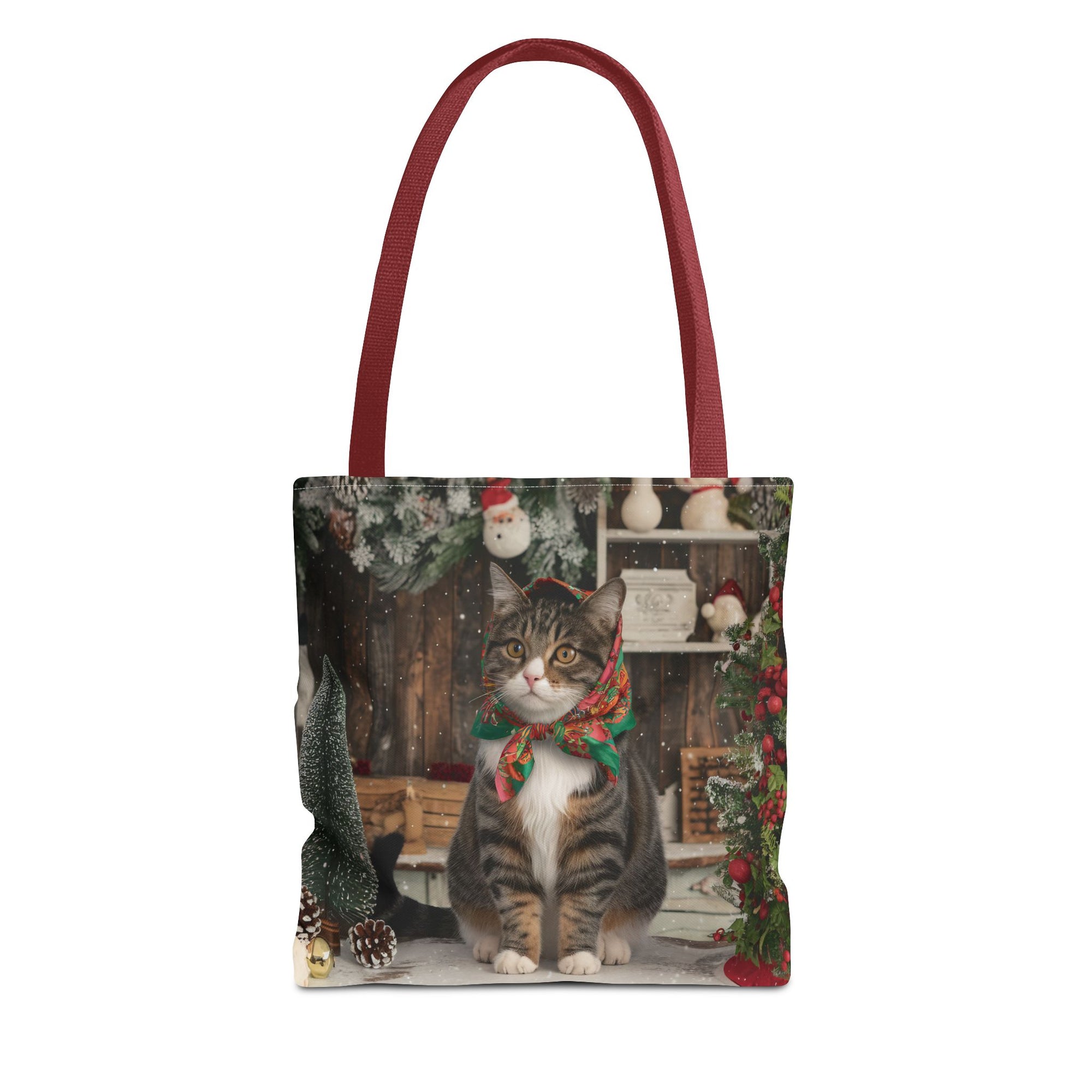 Babushka Cat Holiday Christmas Tote Bag