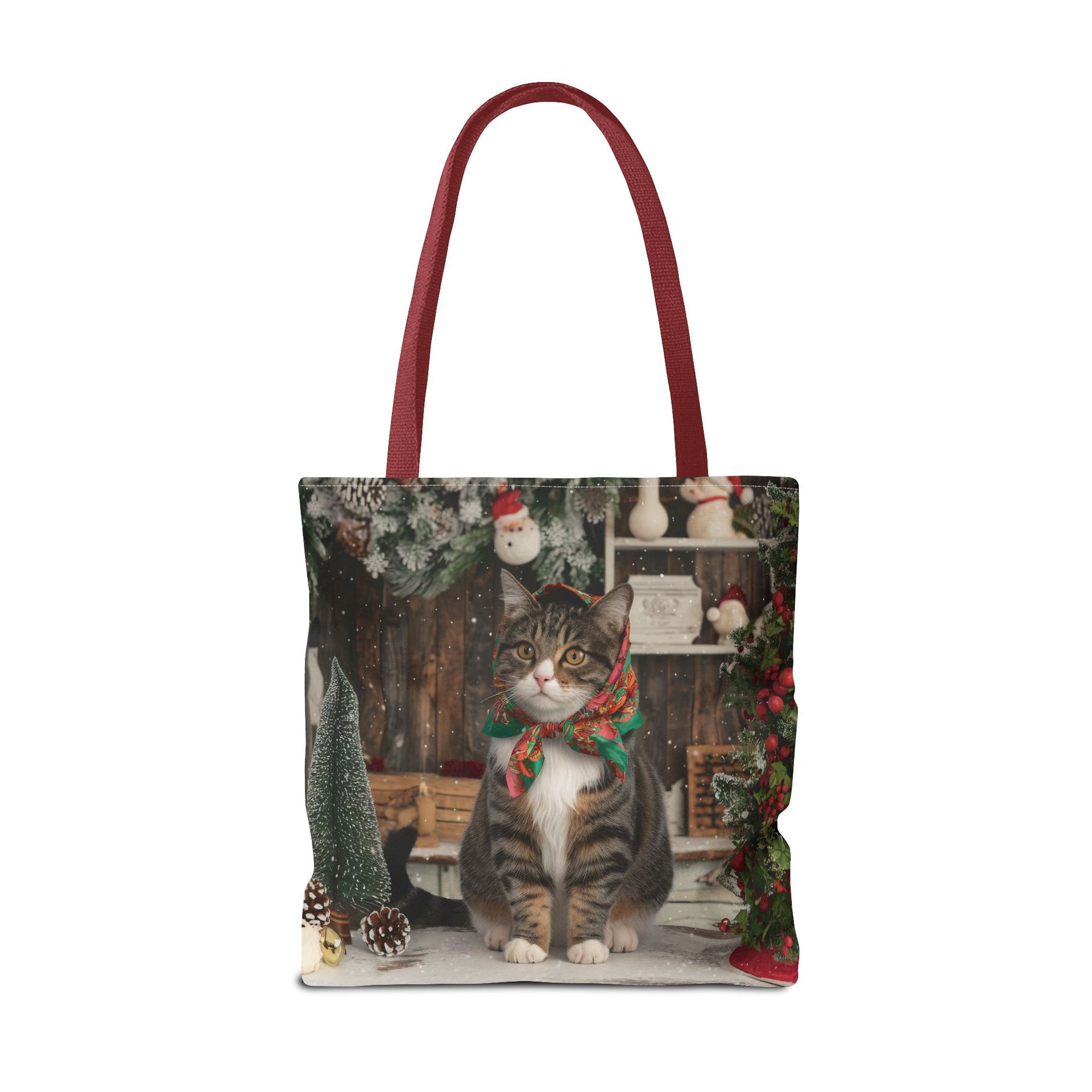 Babushka Cat Holiday Christmas Tote Bag