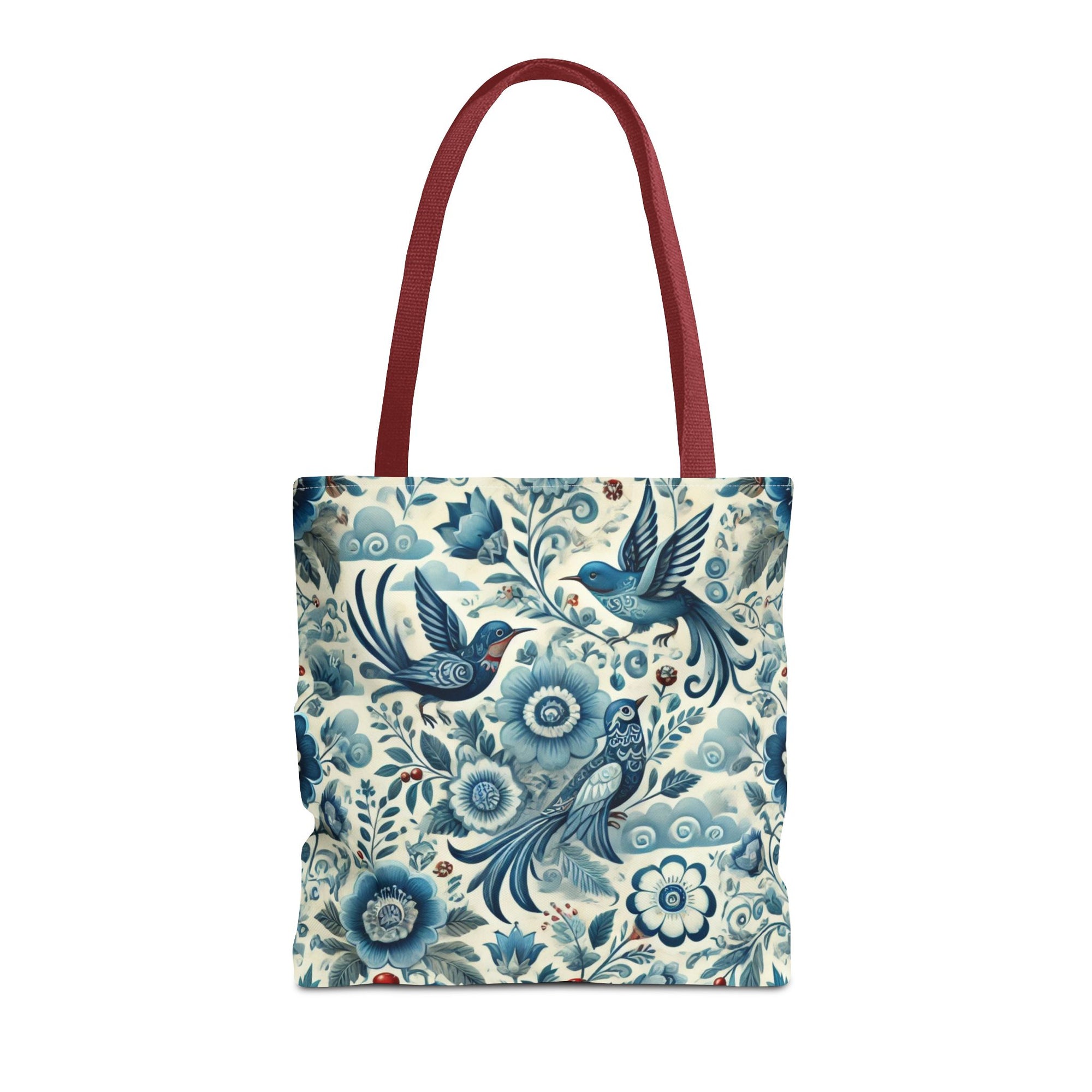 Polish Folk Art Floral & Birds Vibrant Blue Tote Bag (AOP)