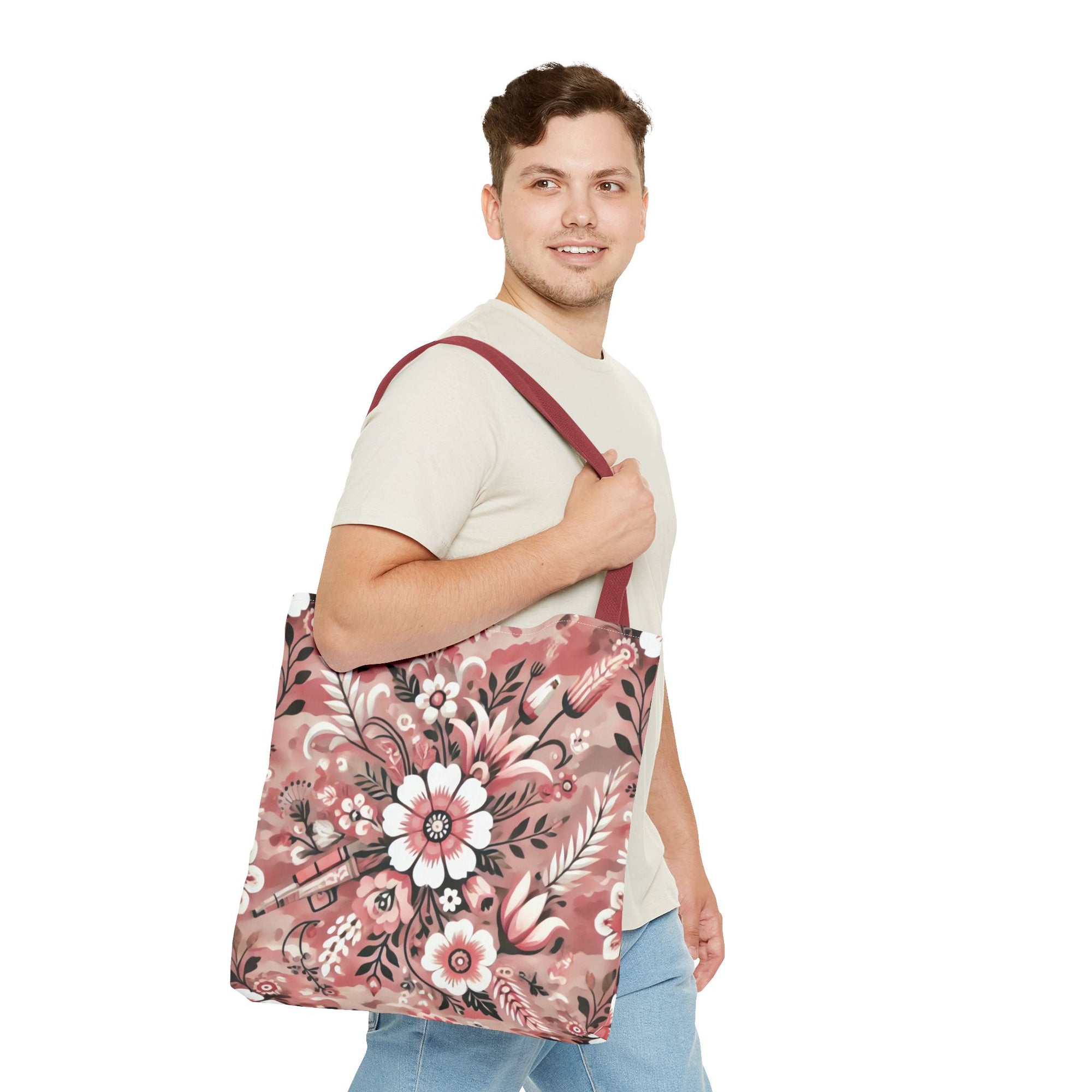 Pink Camouflage Floral Pattern Tote Bag