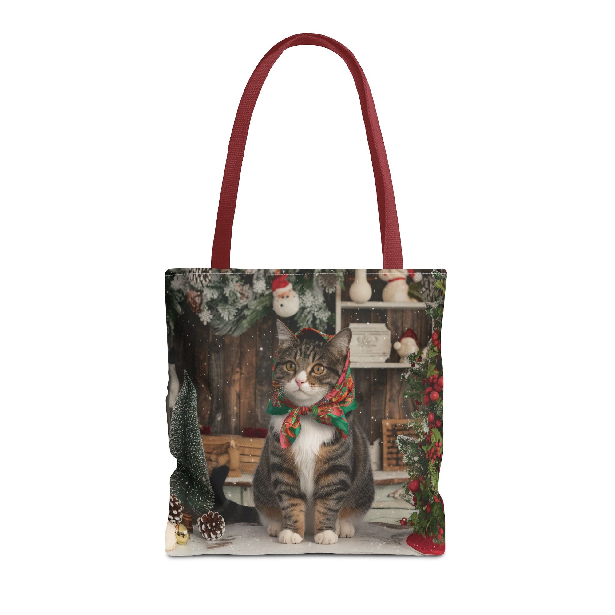 Babushka Cat Holiday Christmas Tote Bag