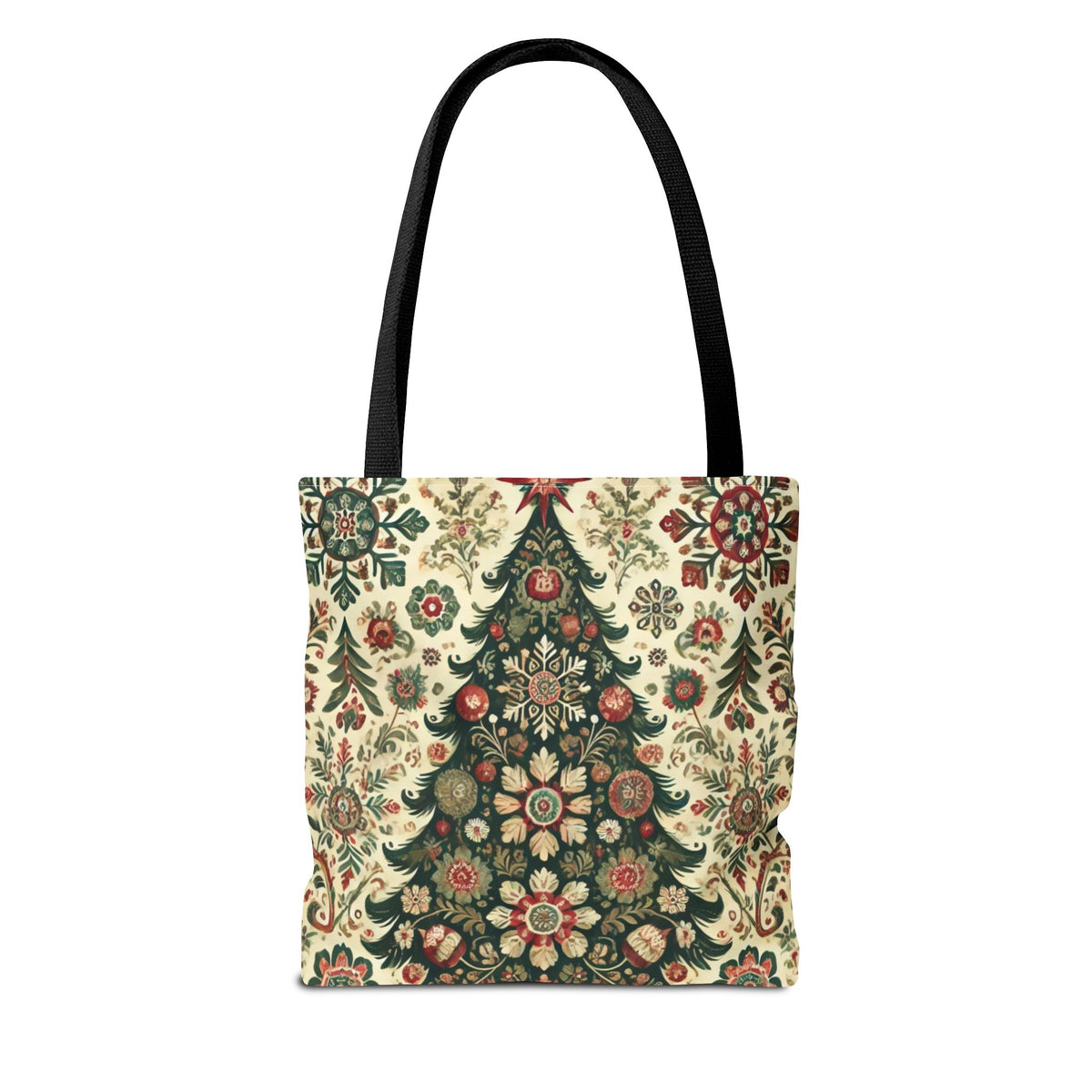 Vintage Christmas Trees Polish Folk Art Pattern Tote Bag