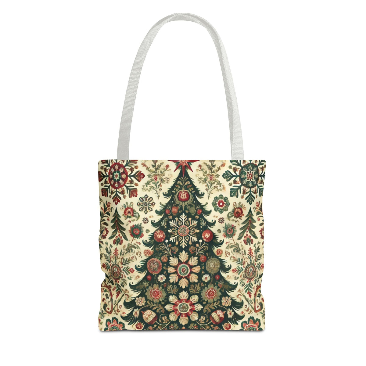 Vintage Christmas Trees Polish Folk Art Pattern Tote Bag