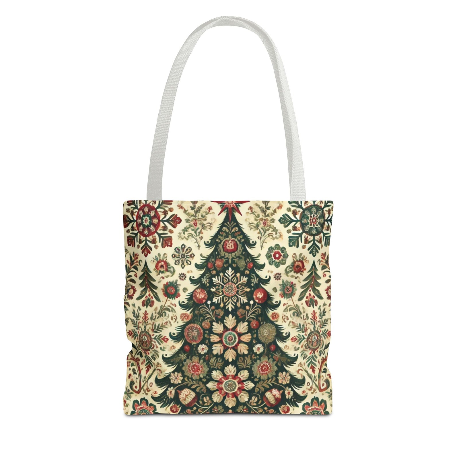 Vintage Christmas Trees Polish Folk Art Pattern Tote Bag