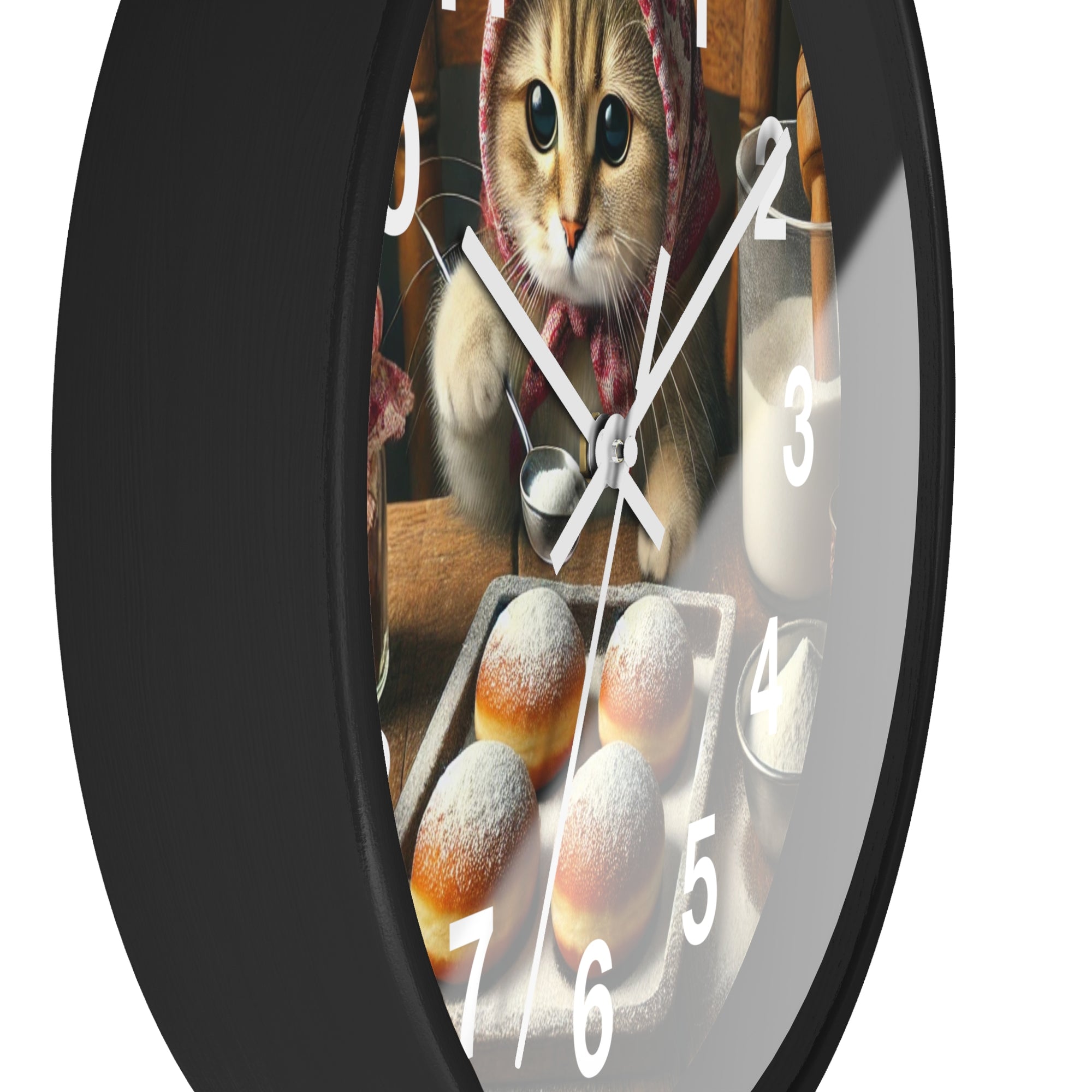 Cute Polish Cat Making Paczki Wall Clock