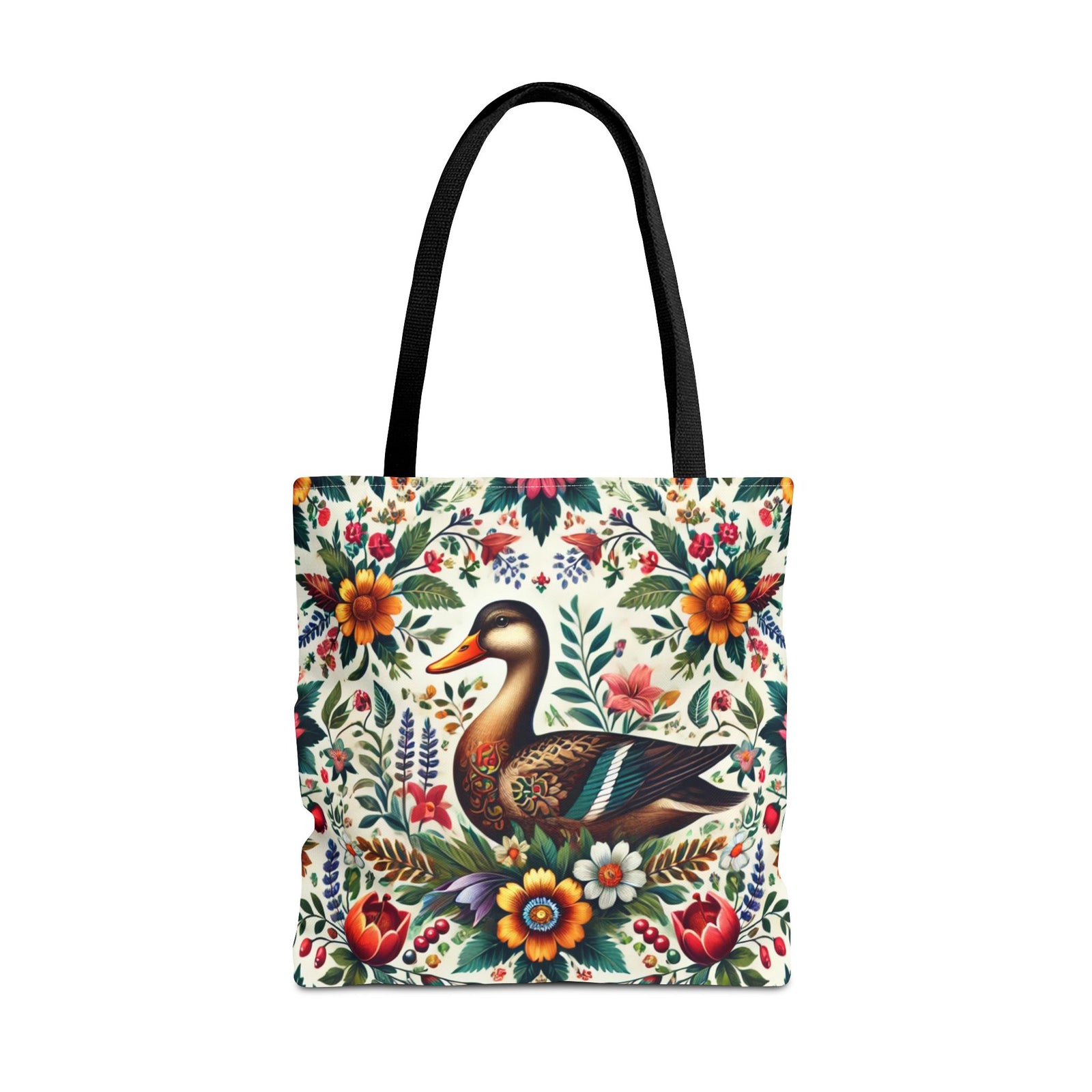 Duck Folk Art Floral Tote Bag