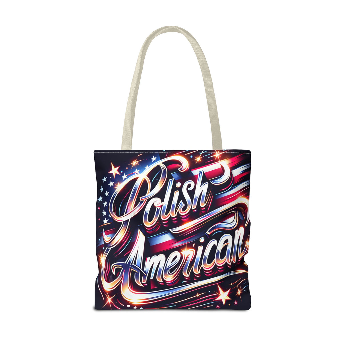 Polish American Patriotic Tote Bag - USA Flag Shoulder Bag for Independence Day
