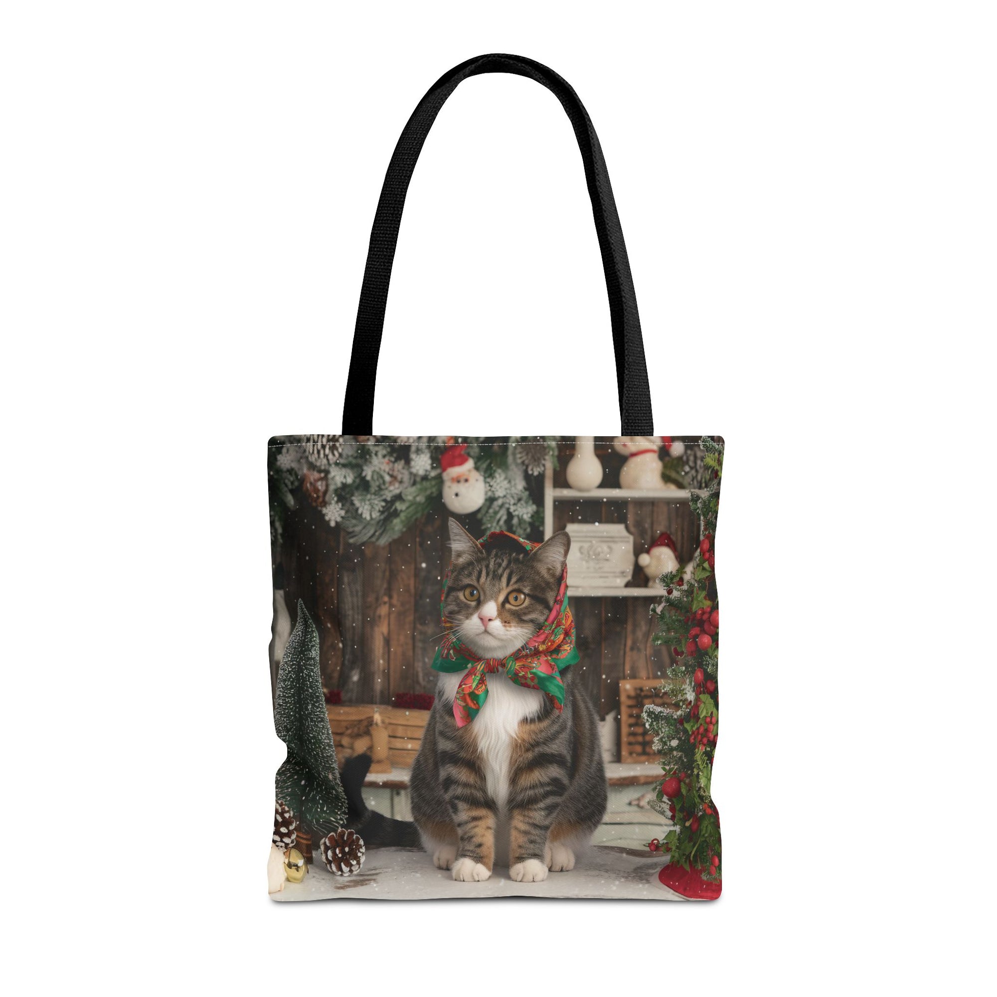 Babushka Cat Holiday Christmas Tote Bag